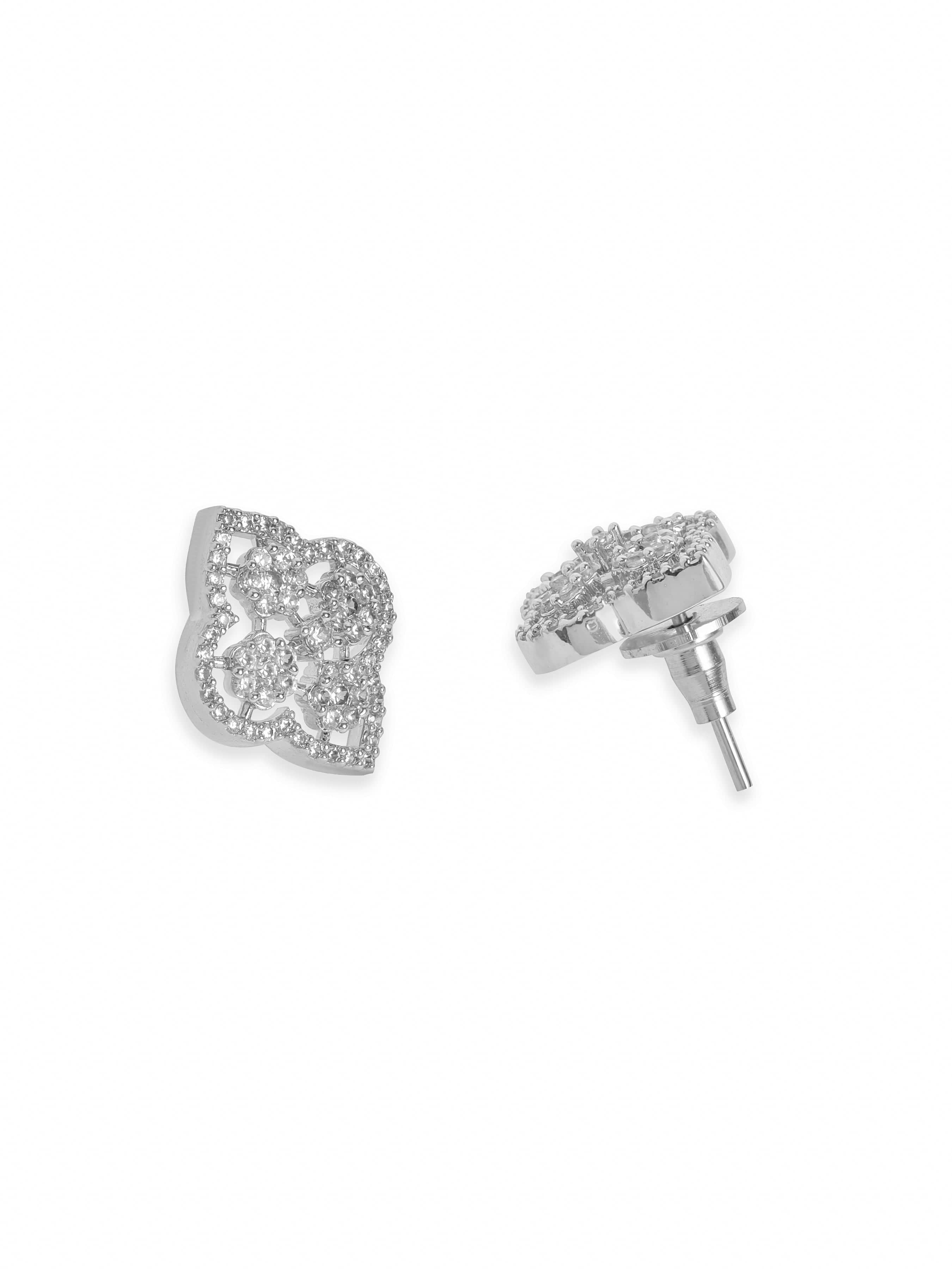 Floral American Diamond Zirconia Pendant Necklace Set