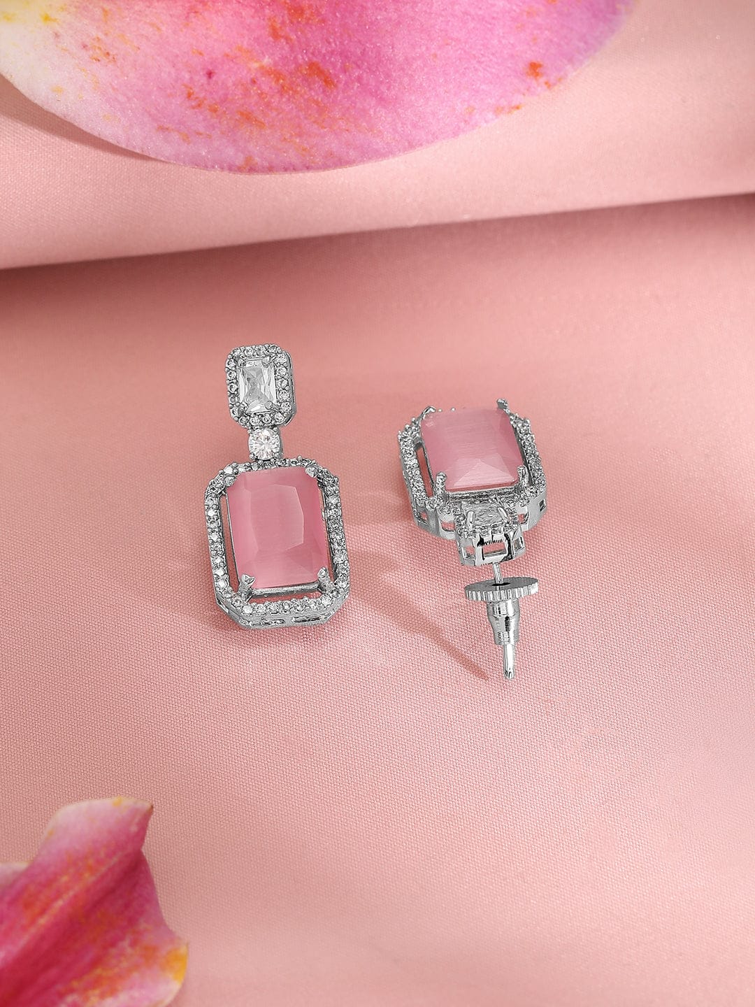 American Diamond Zirconia Pink Necklace Set