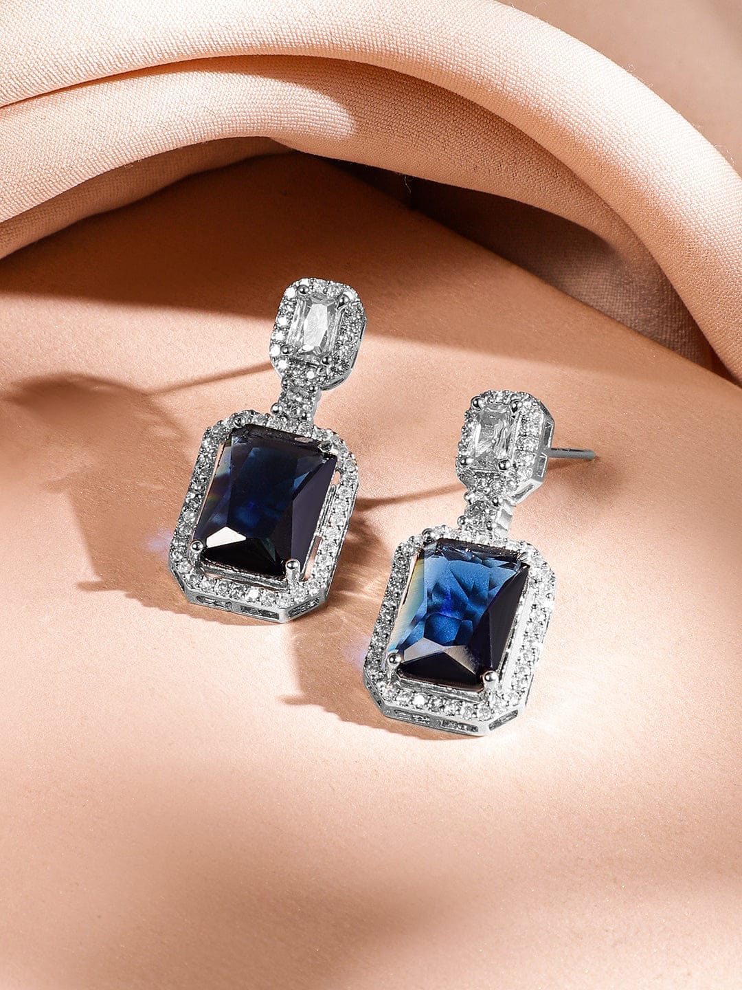 Blue American Diamond Zirconia Necklace Set