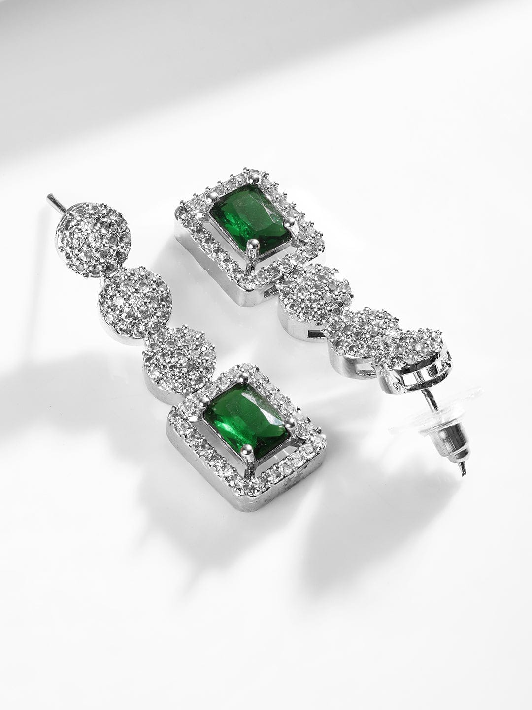 American Diamond Zirconia Emerald Cut Necklace Set