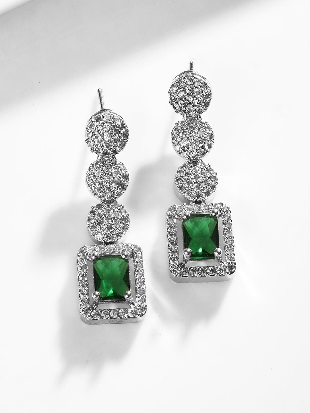 American Diamond Zirconia Emerald Cut Necklace Set
