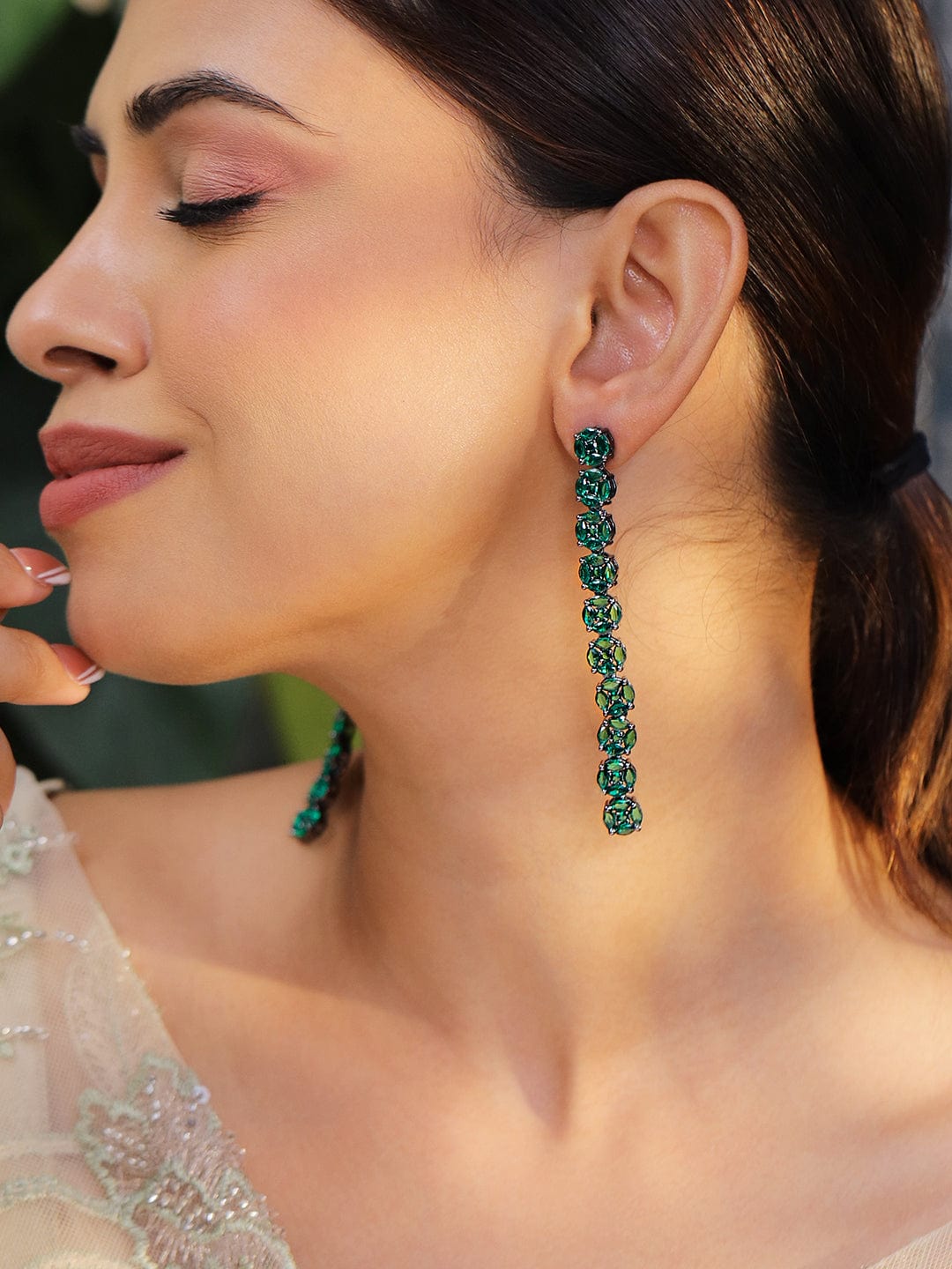 Green Gems in Motion Drop Earrings
