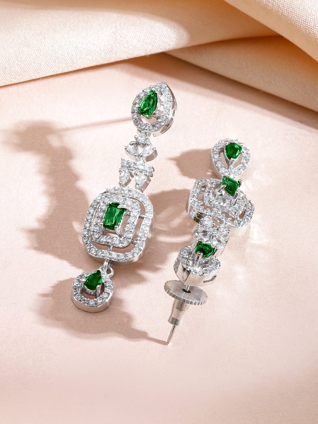 Green Drops American Diamond Zirconia Necklace Set