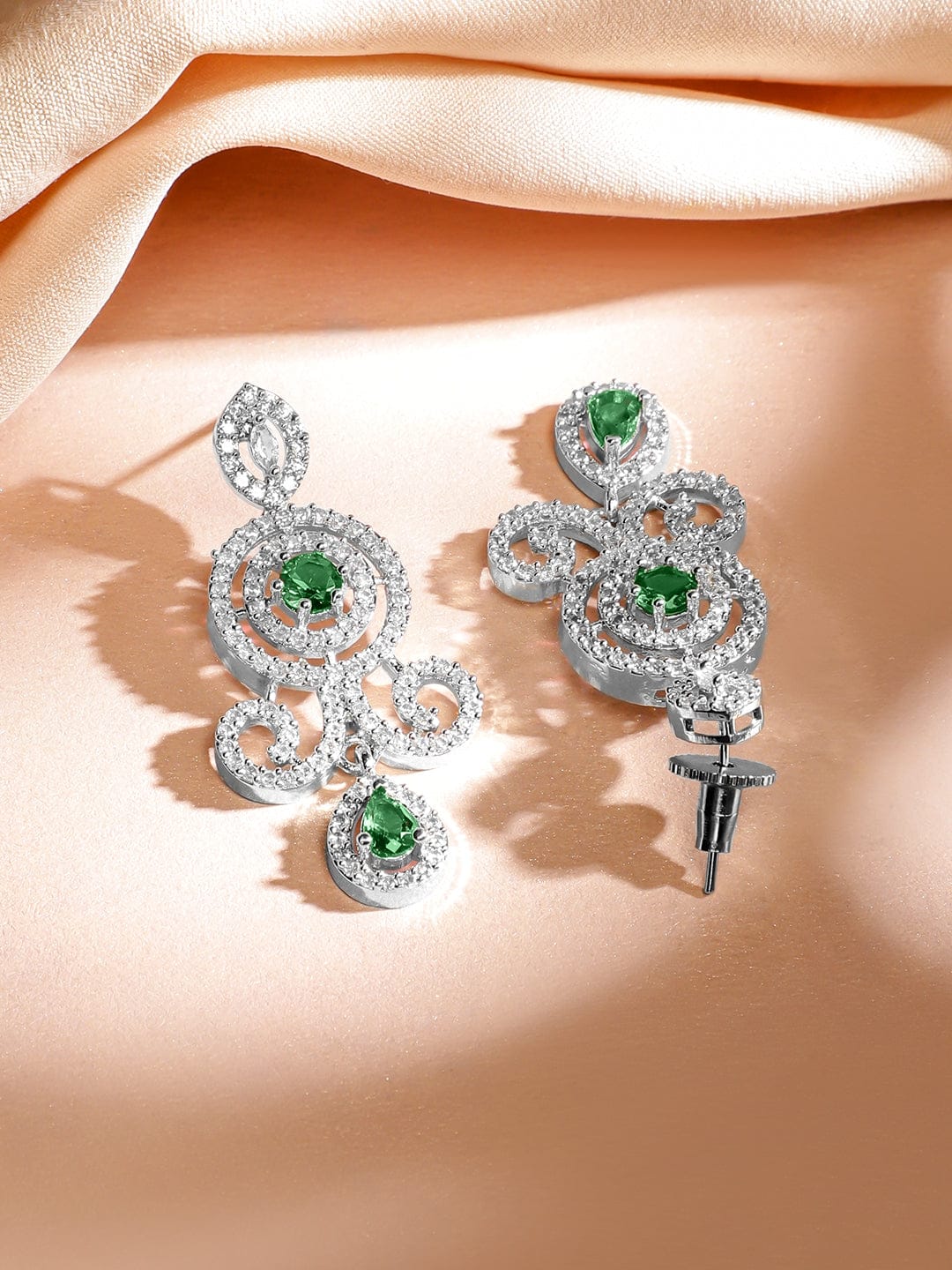 American Diamond Zirconia Green Necklace Set