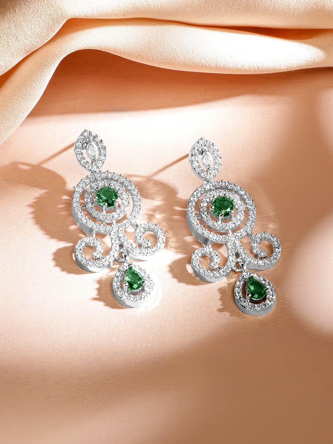 American Diamond Zirconia Green Necklace Set