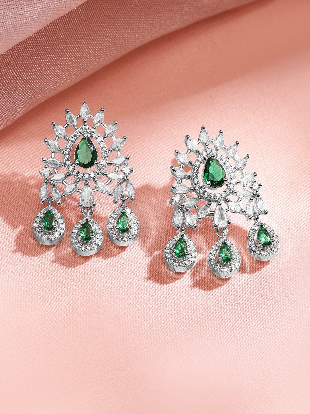 White & Green American Diamond Zirconia Necklace Set