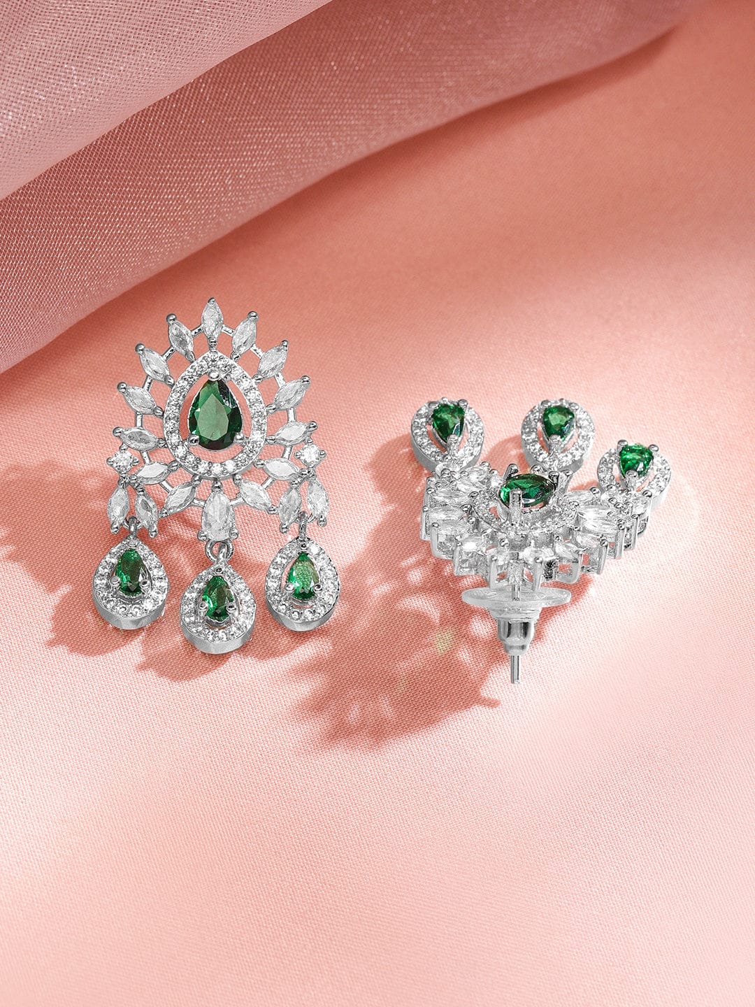 White & Green American Diamond Zirconia Necklace Set