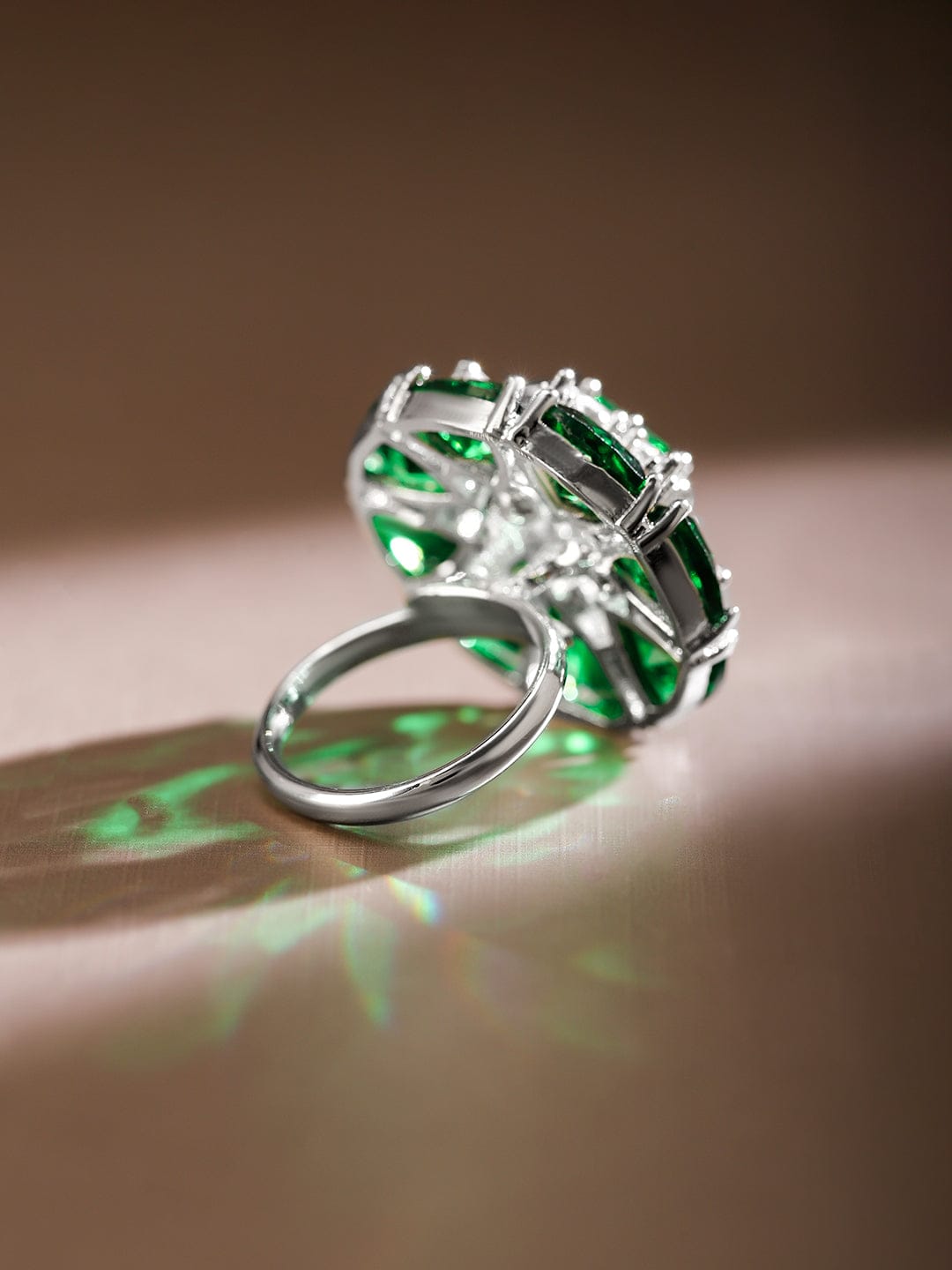 Green American Diamond Zirconia White Ring