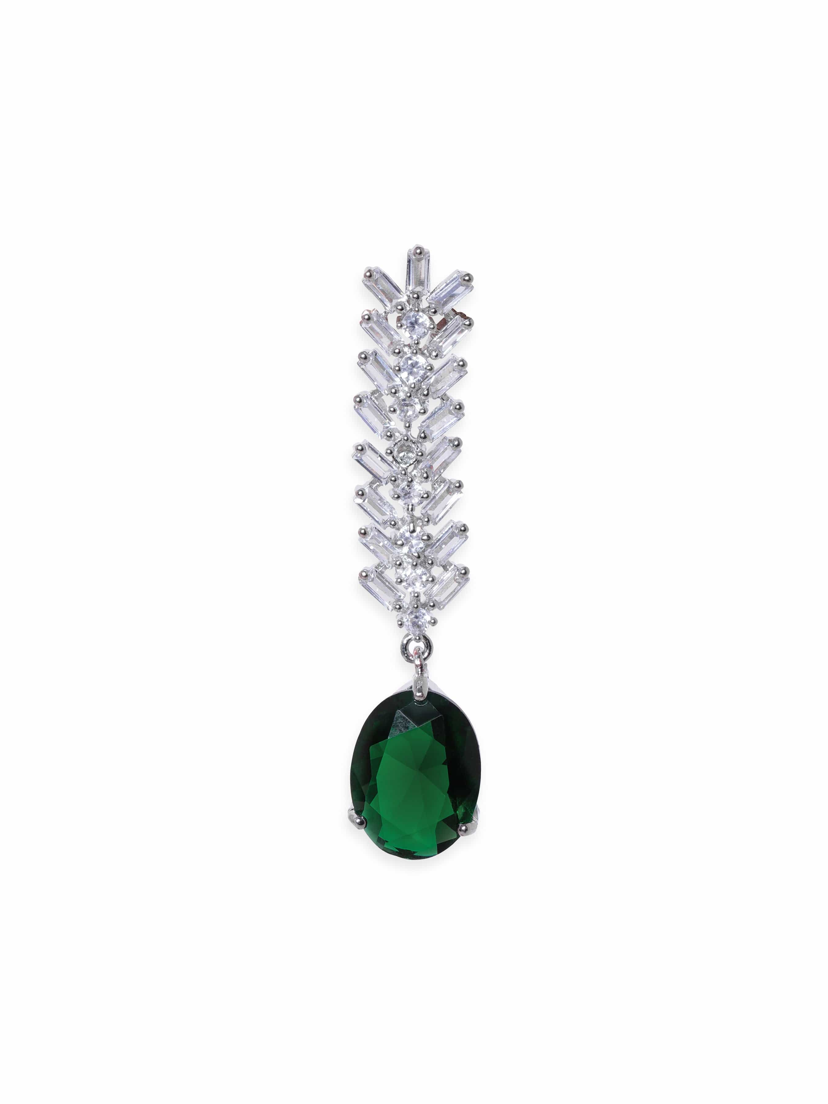 Green Crystal Accented American Diamond Zirconia Danglers