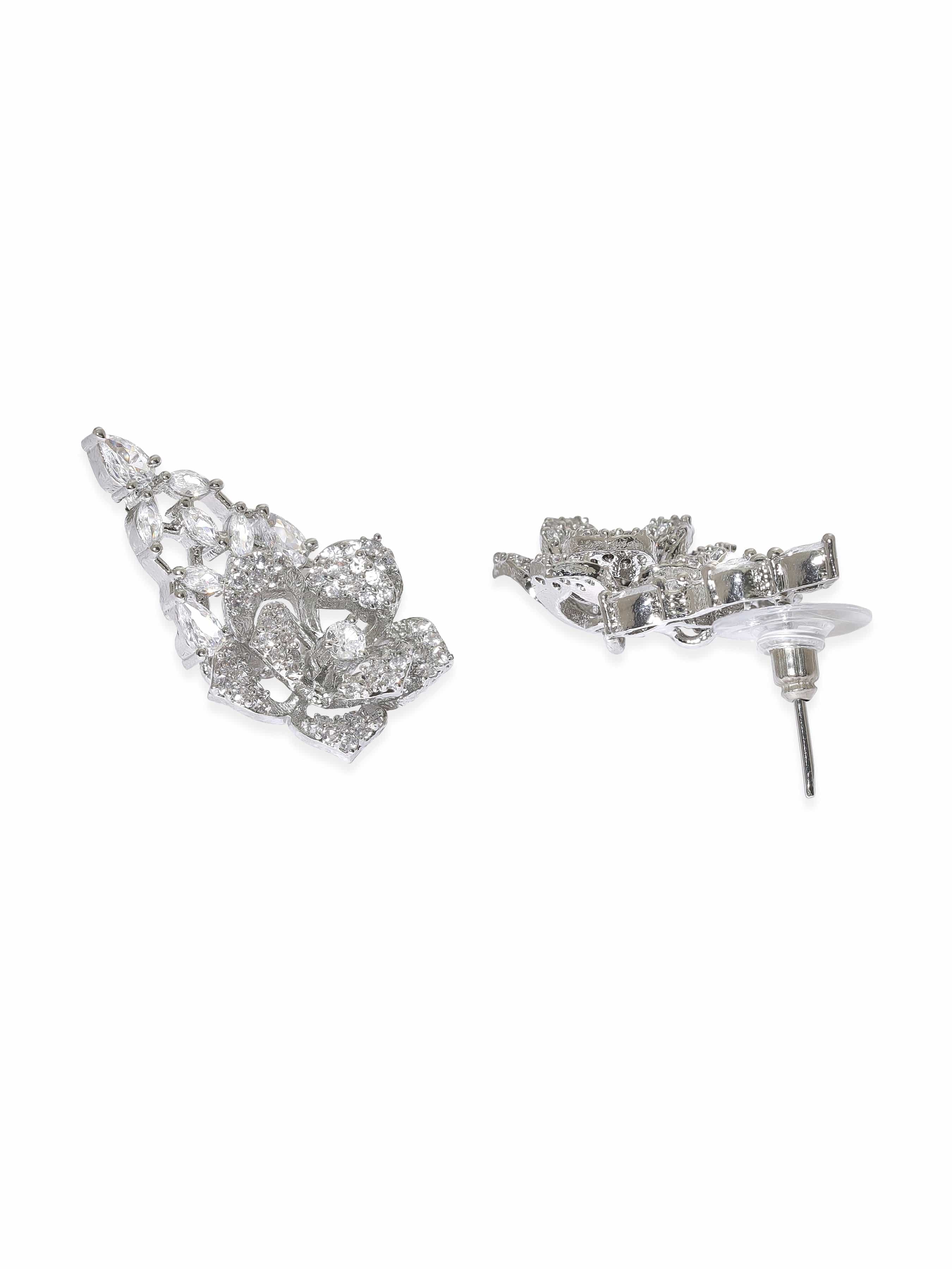 American Diamond Zirconia Floral Motif Necklace Set