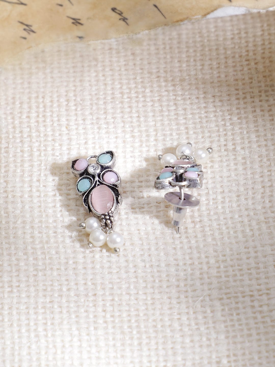 Pink & Blue Oxidised Choker Set