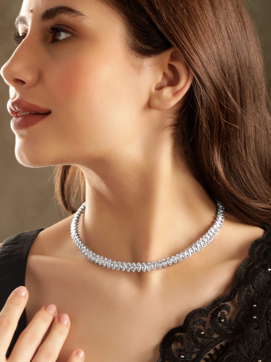 White Crystal Collar Necklace