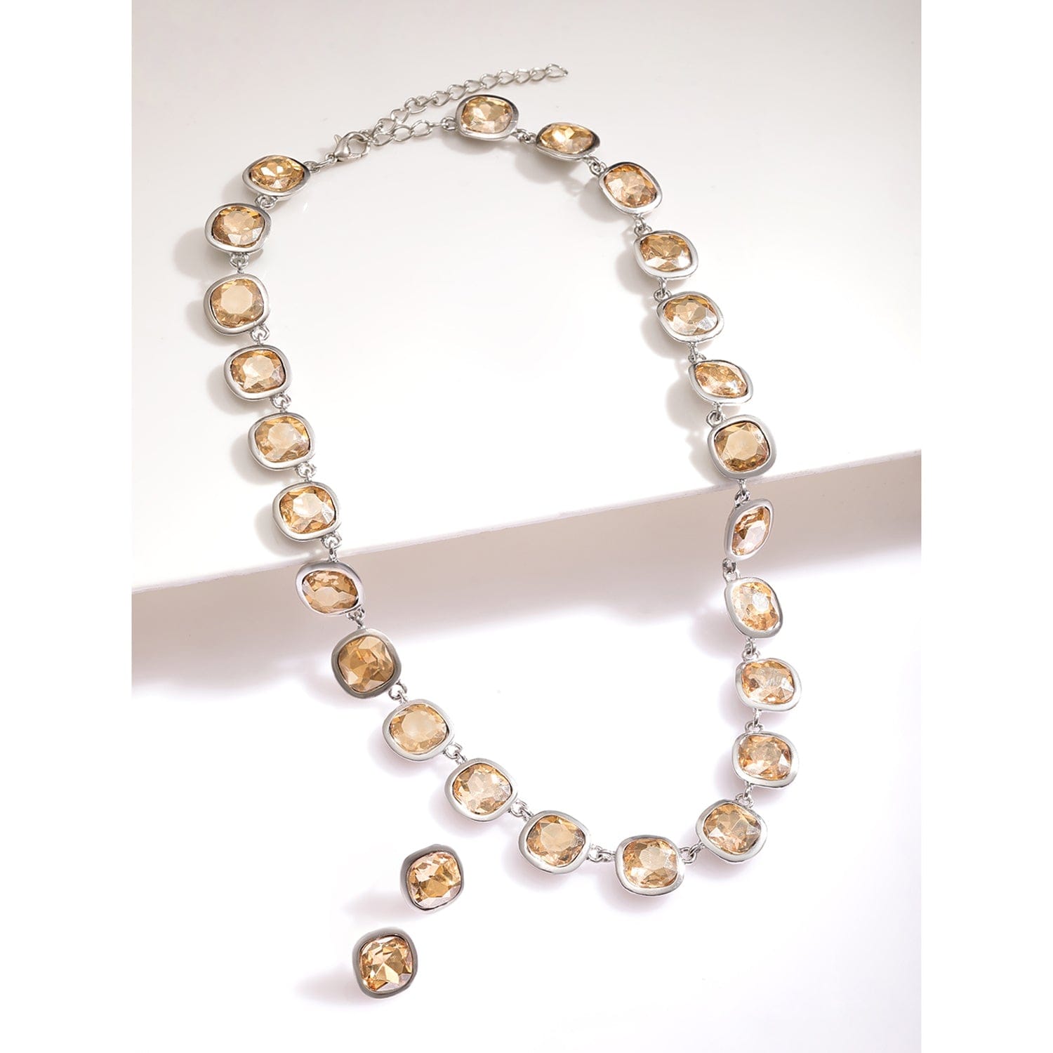 American Diamond Zirconia Yellow & Pink Necklace Set