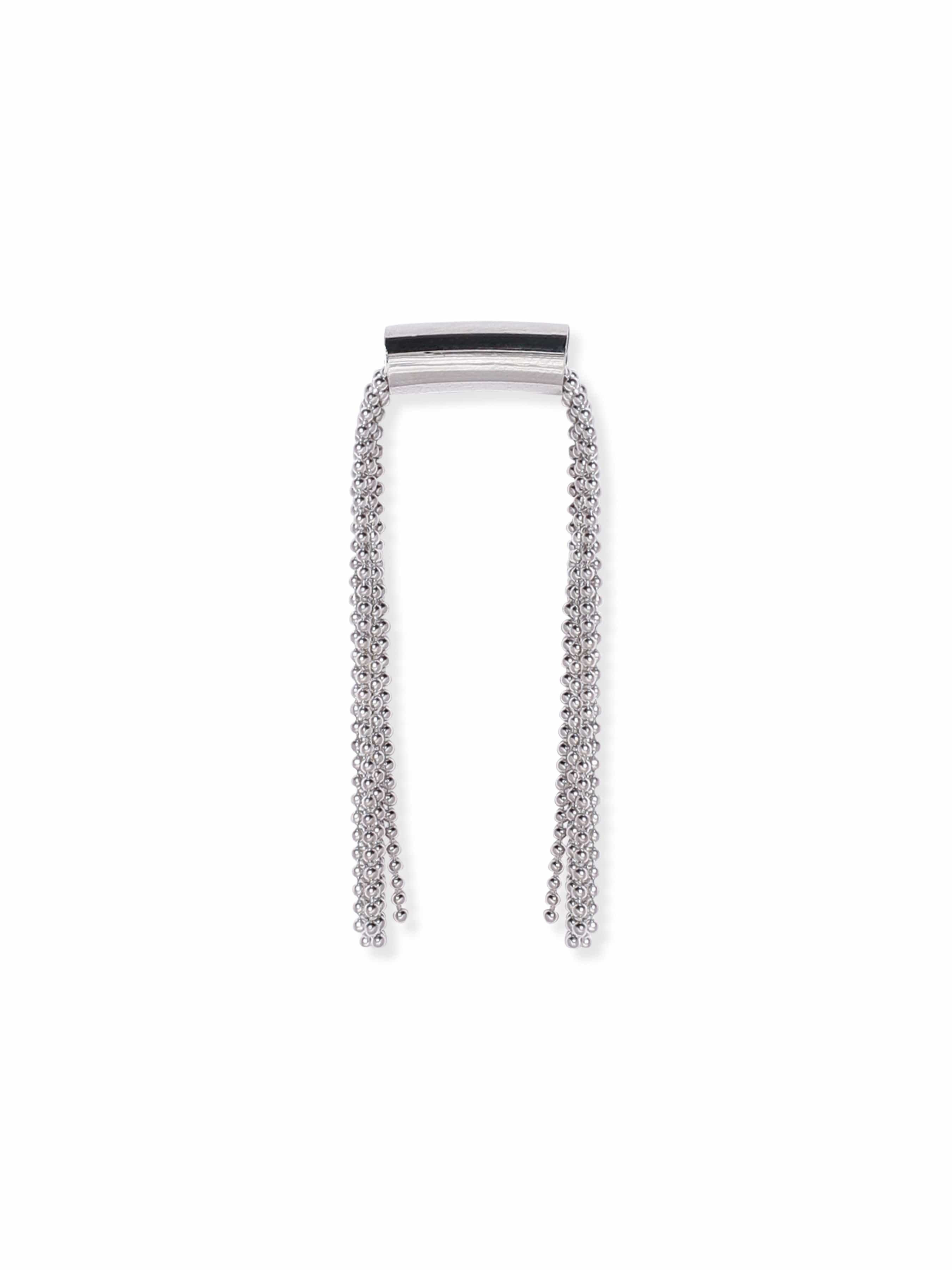 Silver Toned Multi-Strand Beaded Dangler Earrings
