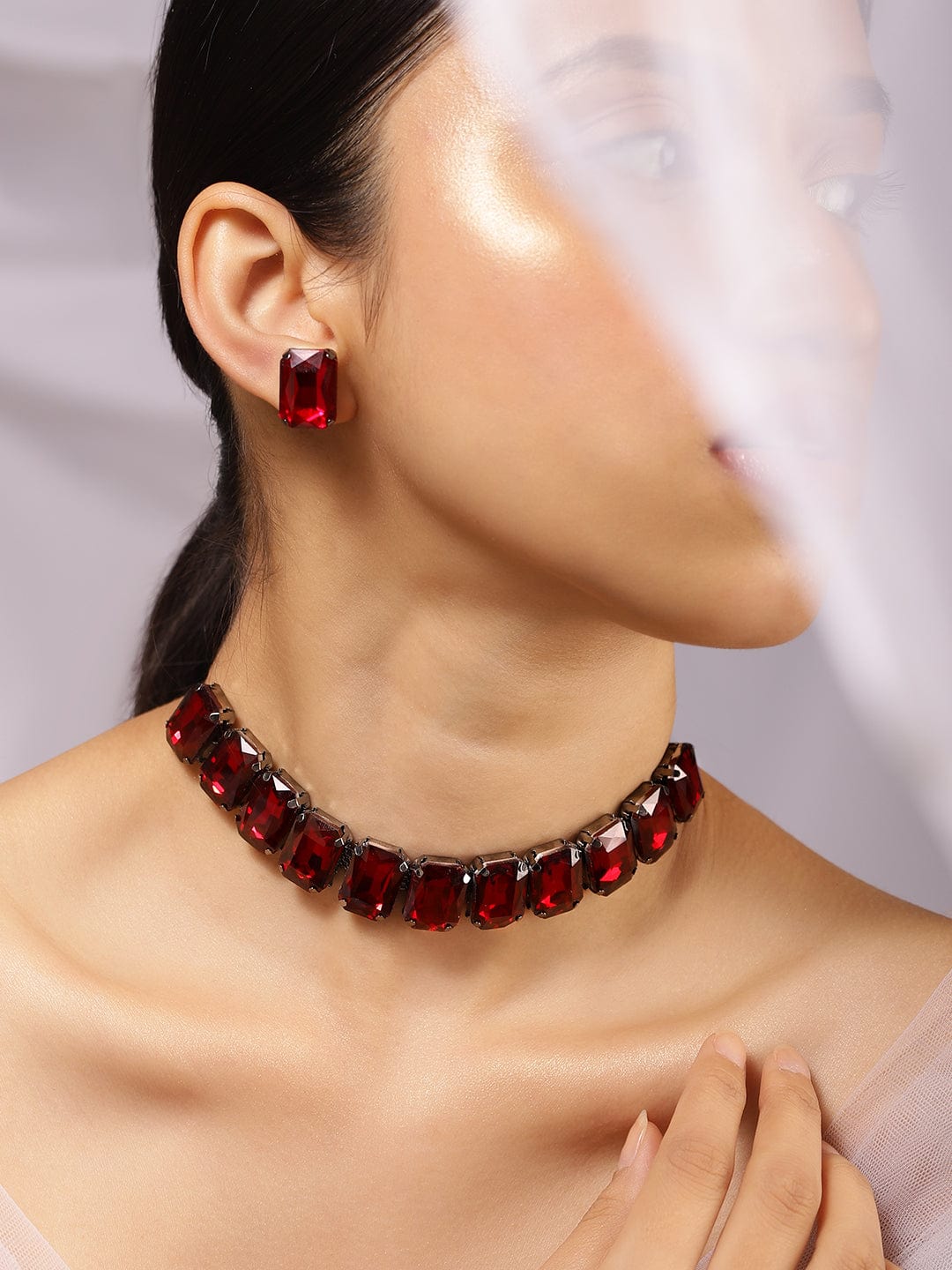 Red Crystal Choker Set