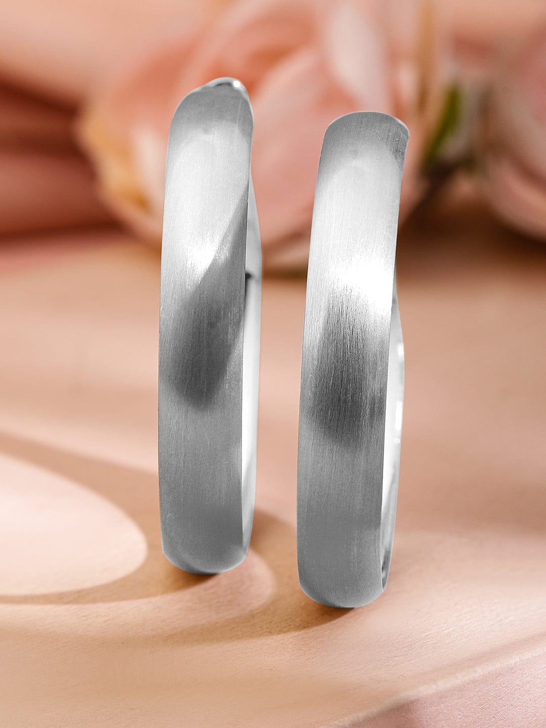 Matte Moonlight Silver Hoop Earrings