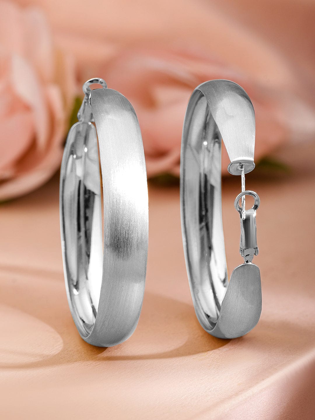 Matte Moonlight Silver Hoop Earrings