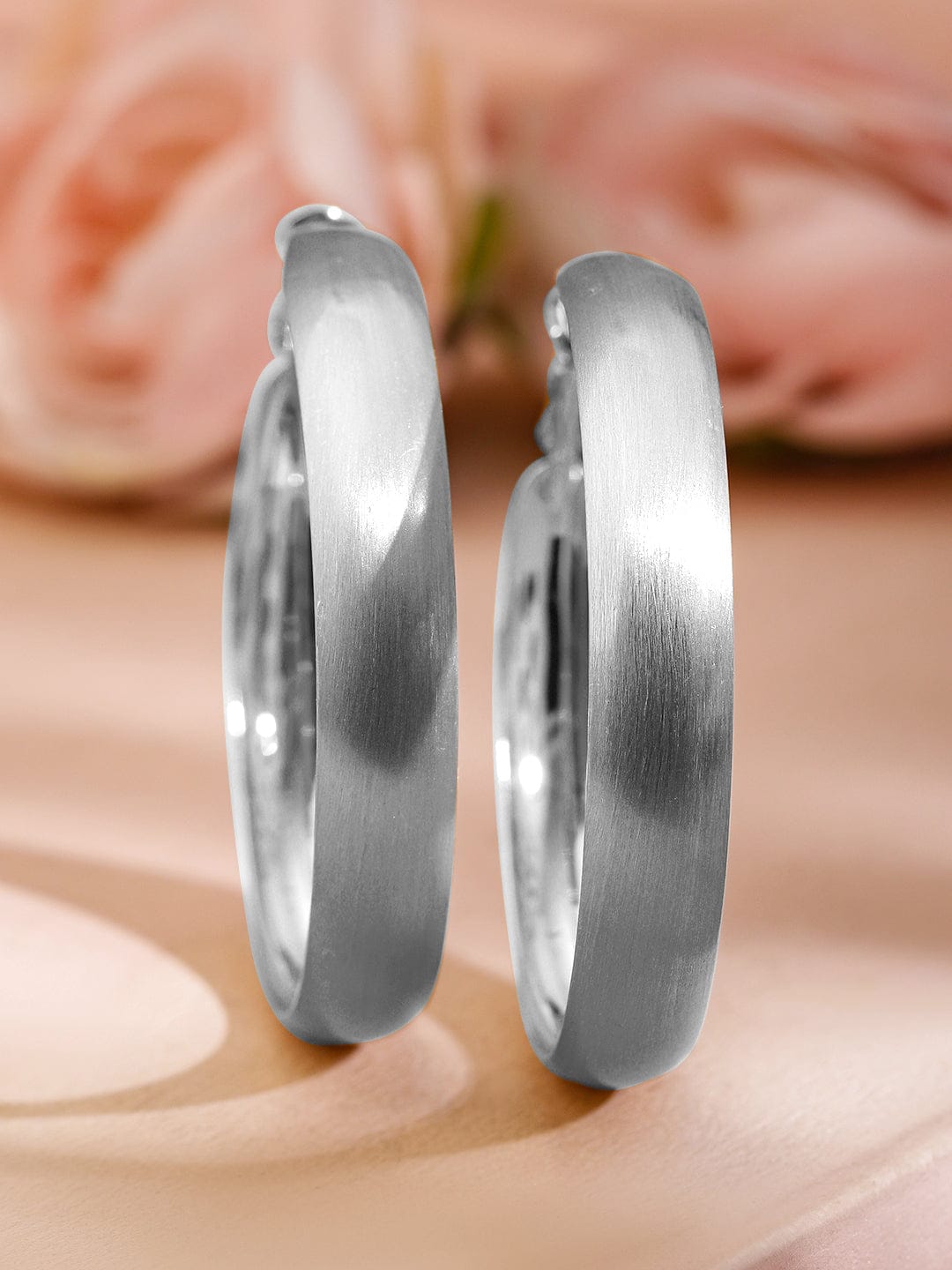 Matte Moonlight Silver Hoop Earrings