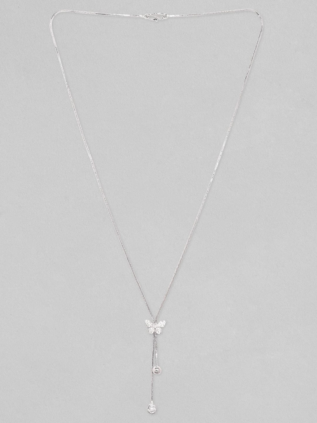 Butterfly Motif American Diamond Zirconia Studded Necklace Chain