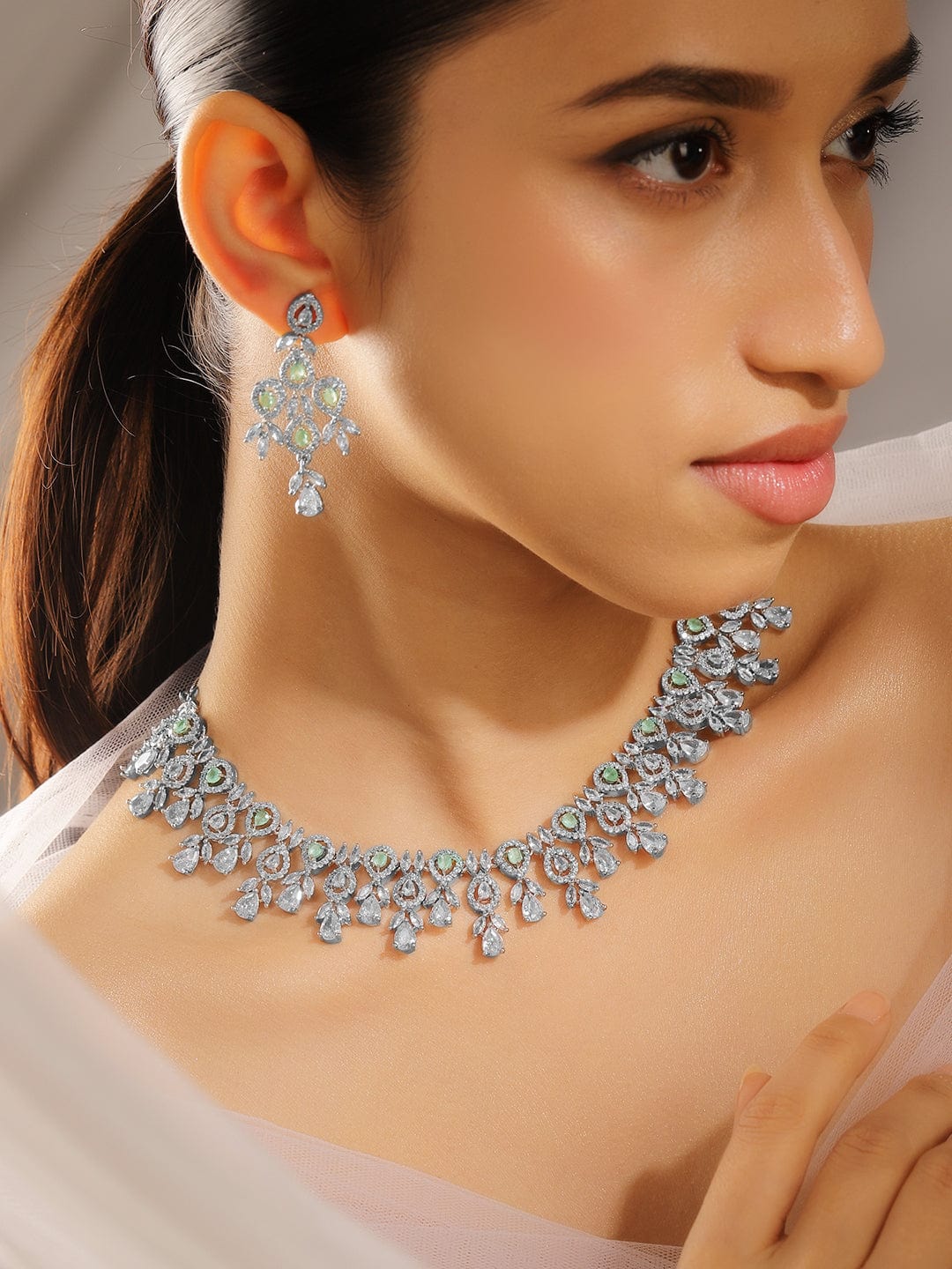 Necklace Set In American Diamond Zirconia