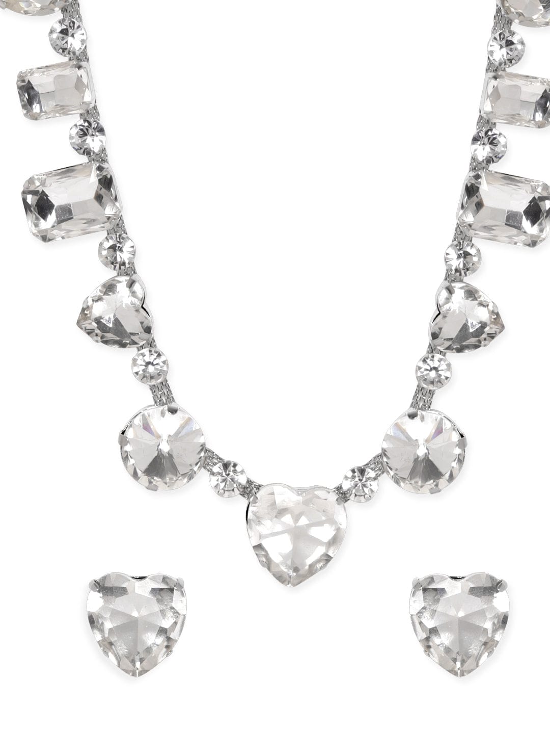 Heart Motif Crystal Necklace Set