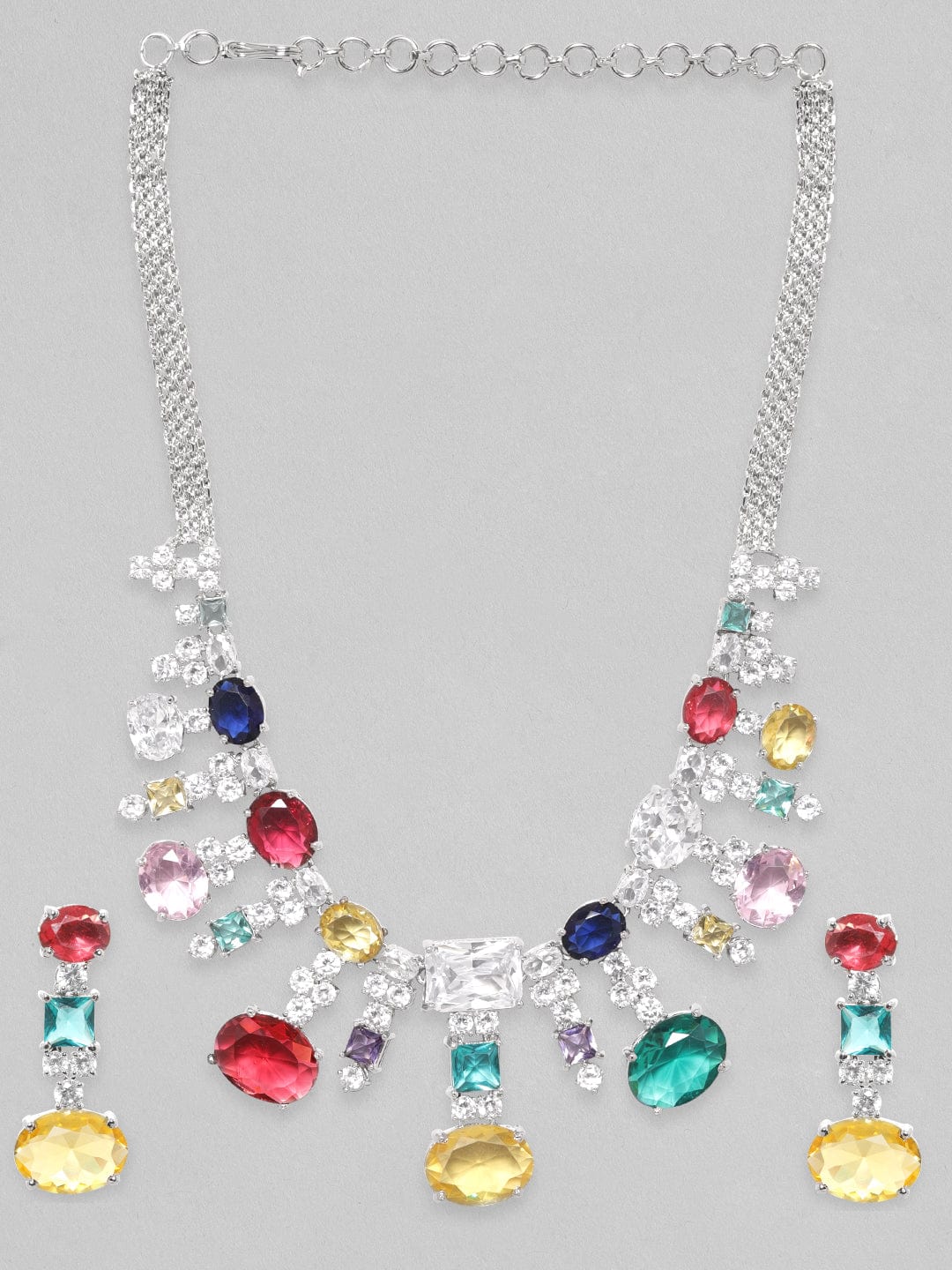Multicolor Necklace Set In American Diamond Zirconia