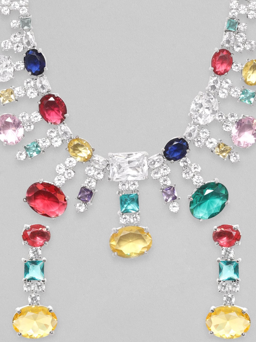 Multicolor Necklace Set In American Diamond Zirconia
