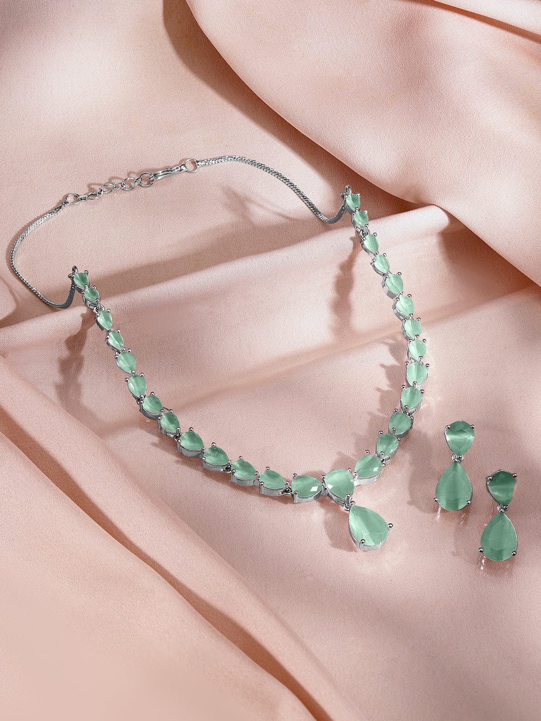 Green American Diamond Zirconia Necklace Set