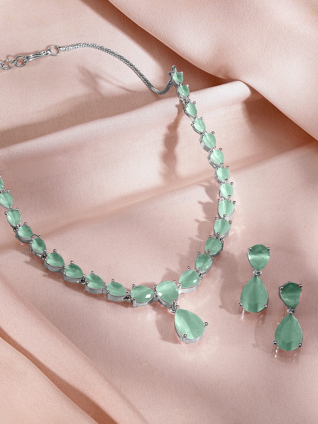 Green American Diamond Zirconia Necklace Set