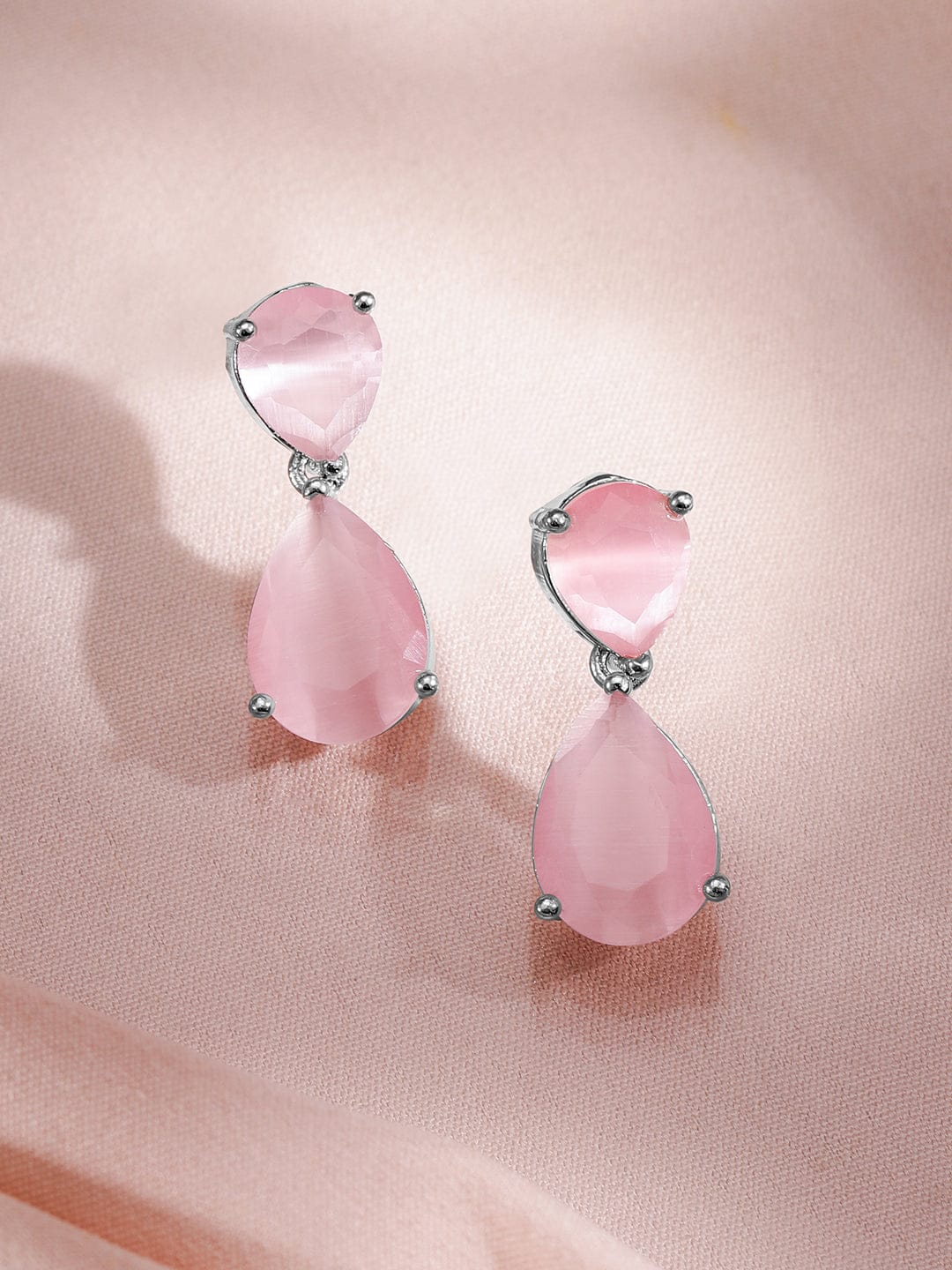 Pink Necklace Set With American Diamond Zirconia