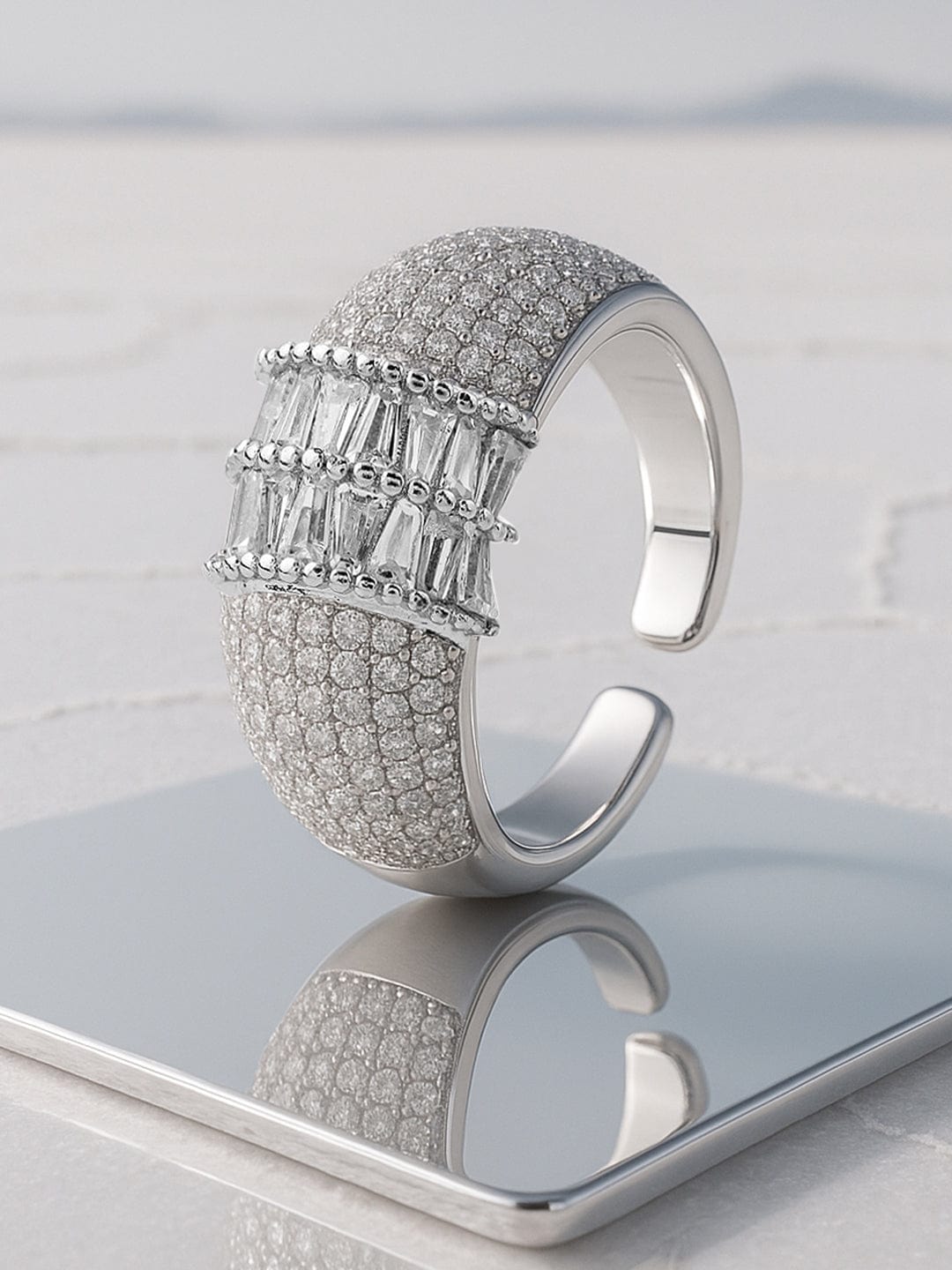 American Diamond Zirconia Cluster Ring