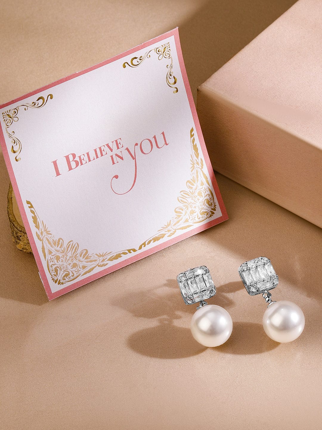 Luxe Pearl American Diamond Zirconia Drop Earrings