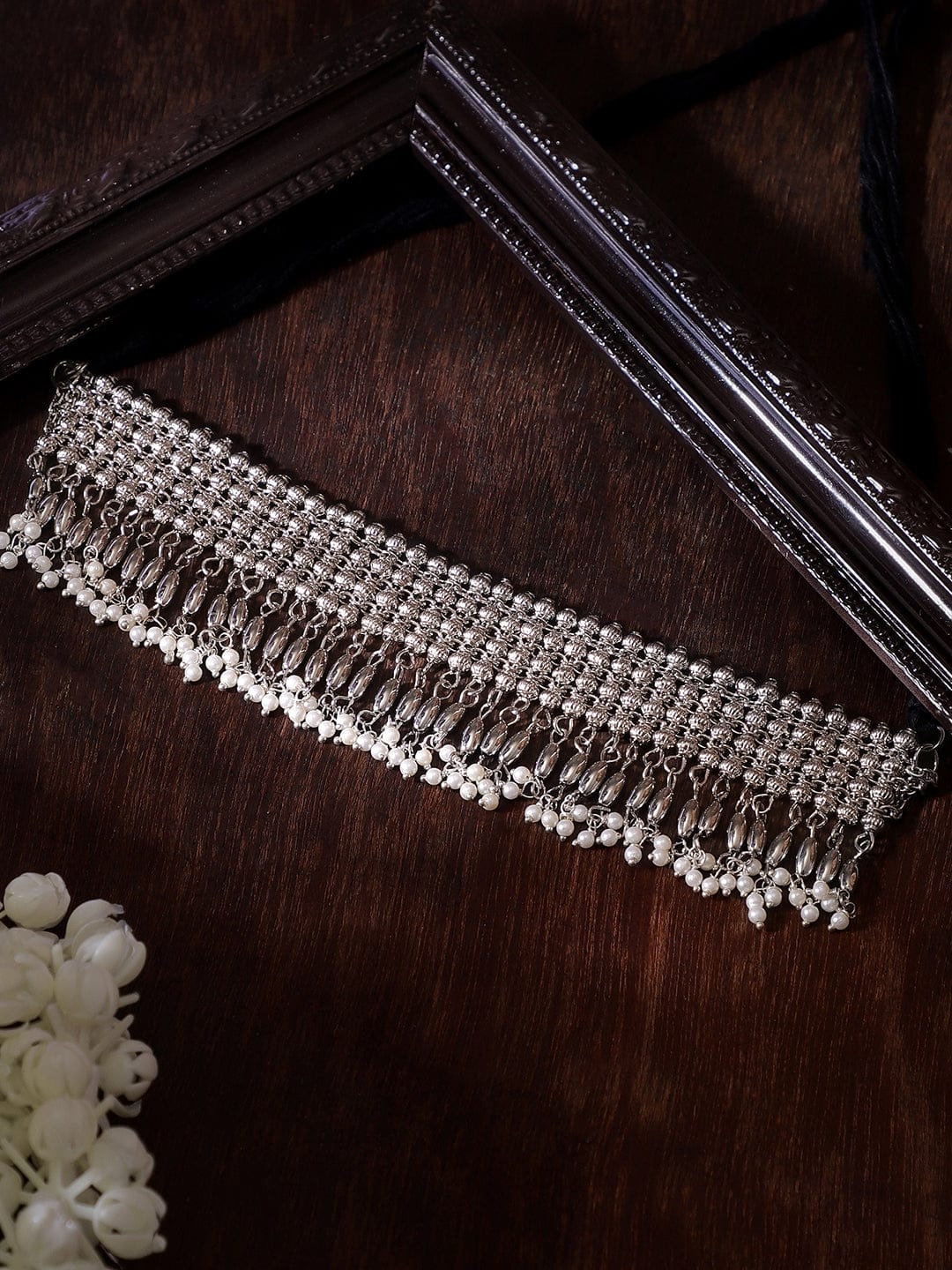 Floral Motif Elegant Oxidised Choker