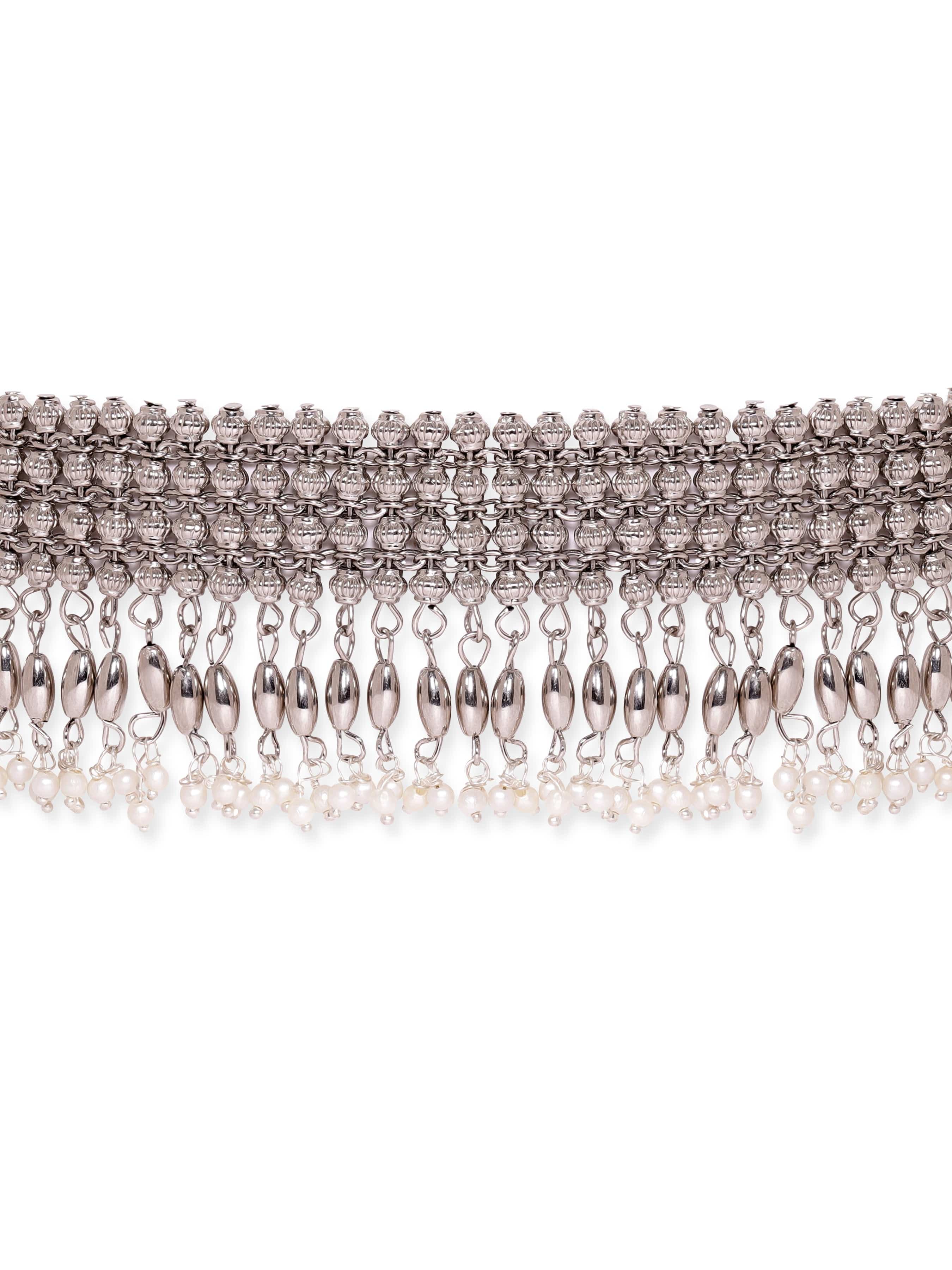 Floral Motif Elegant Oxidised Choker