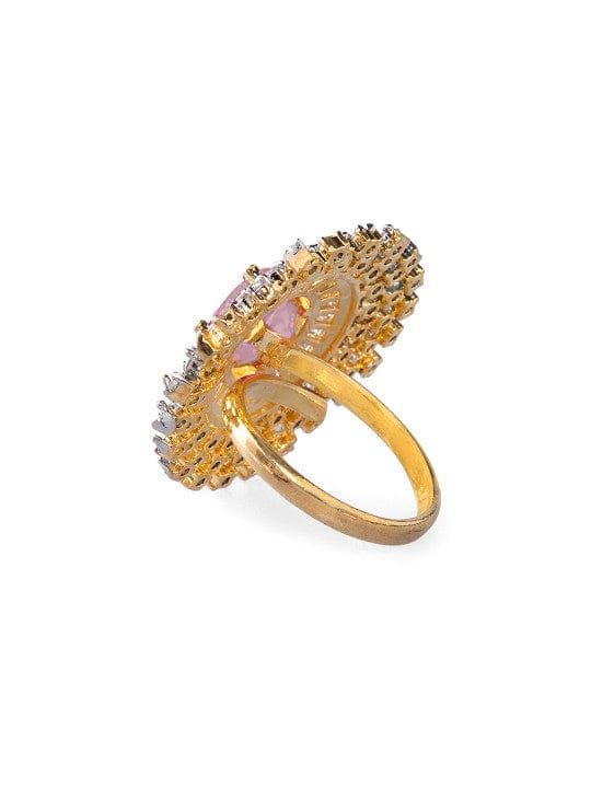 Pink Studded American Diamond Zirconia Ring