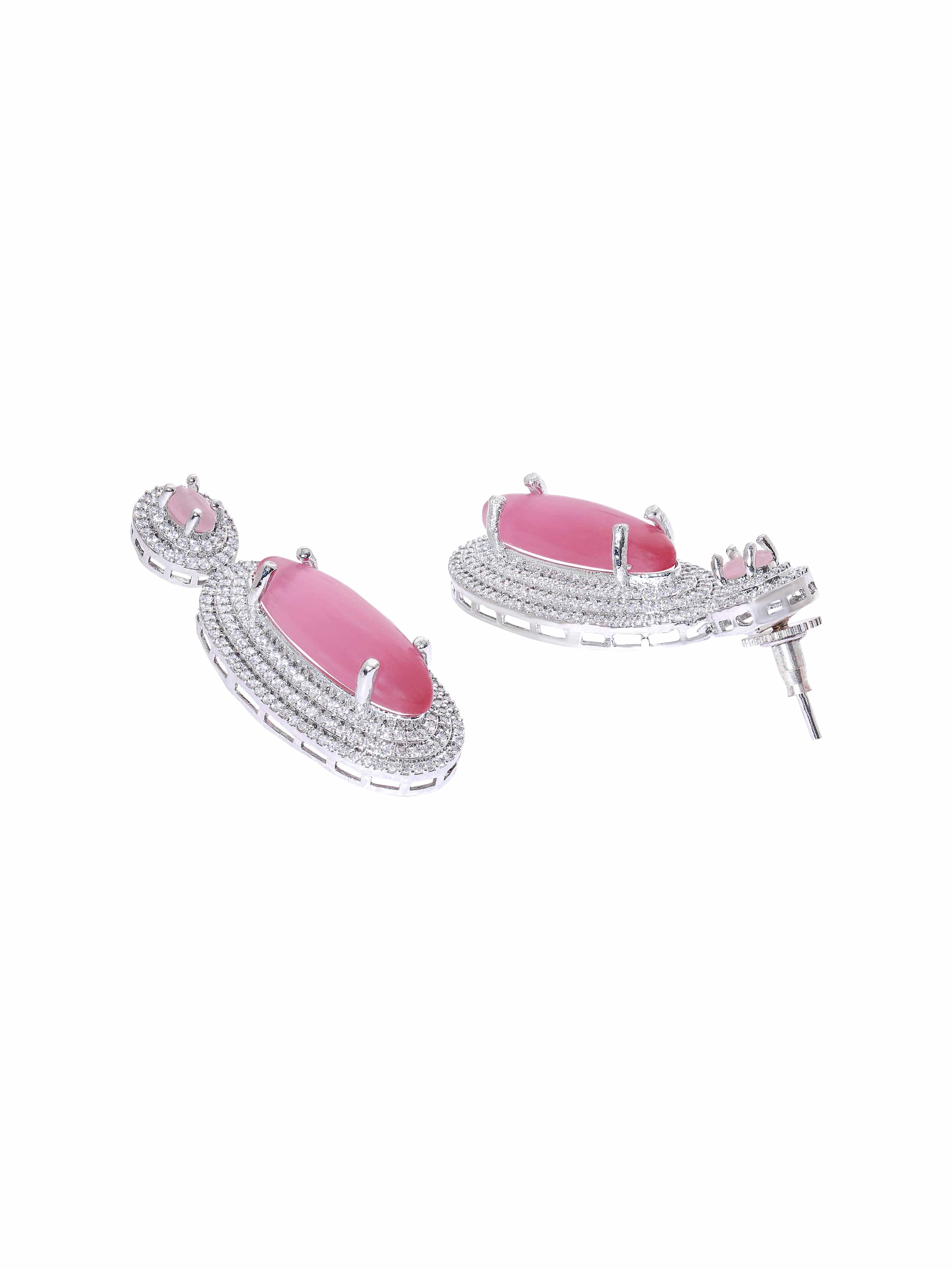 Pink Necklace Set In American Diamond Zirconia
