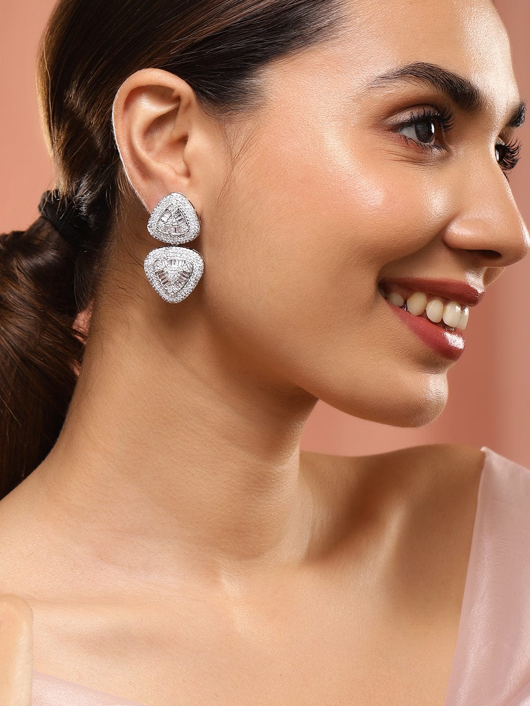 Soft Curve Triad American Diamond Zirconia Drops