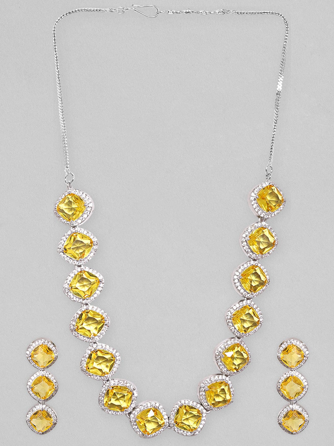 American Diamond Zirconia Yellow Necklace Set