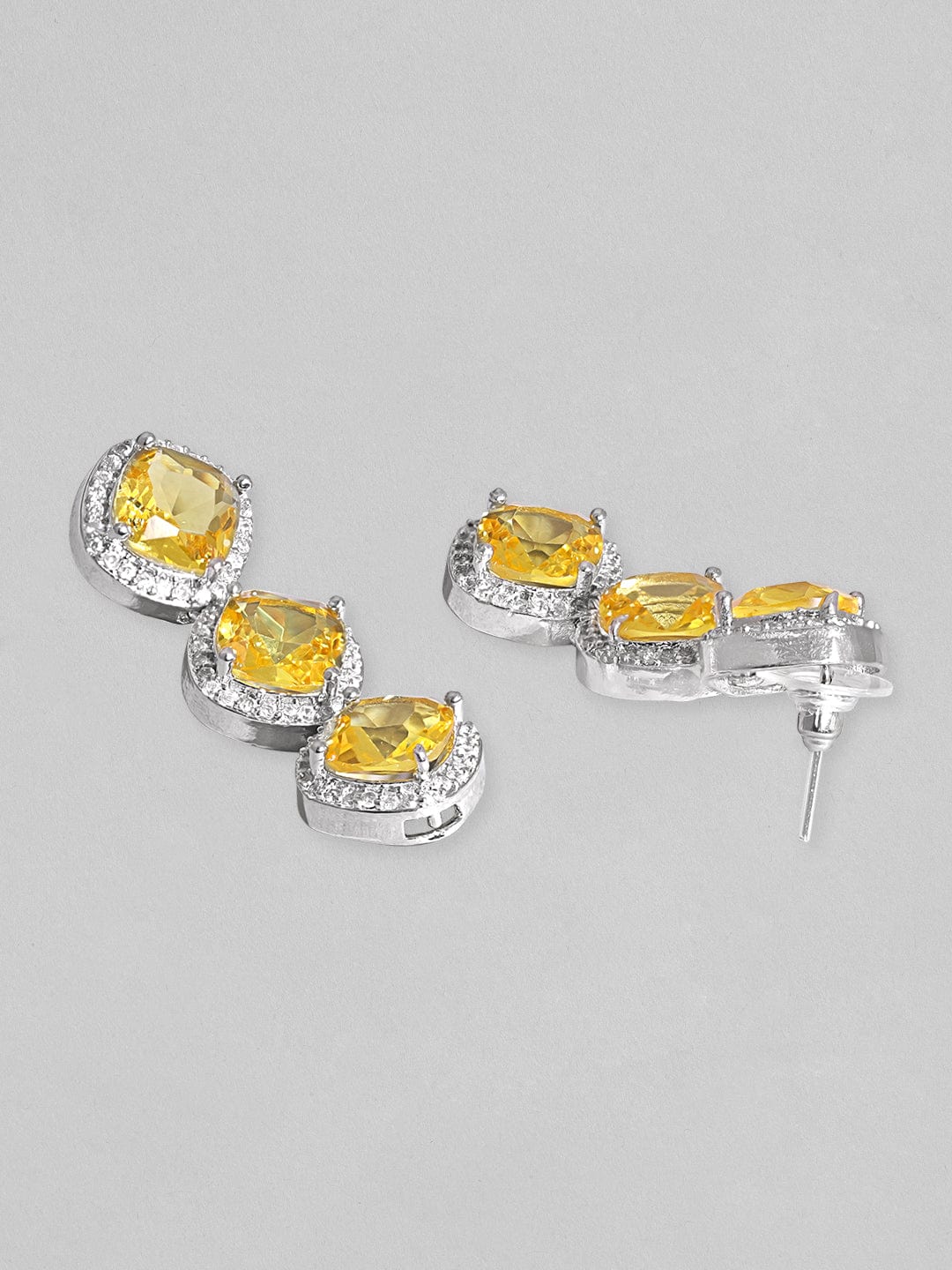 American Diamond Zirconia Yellow Necklace Set