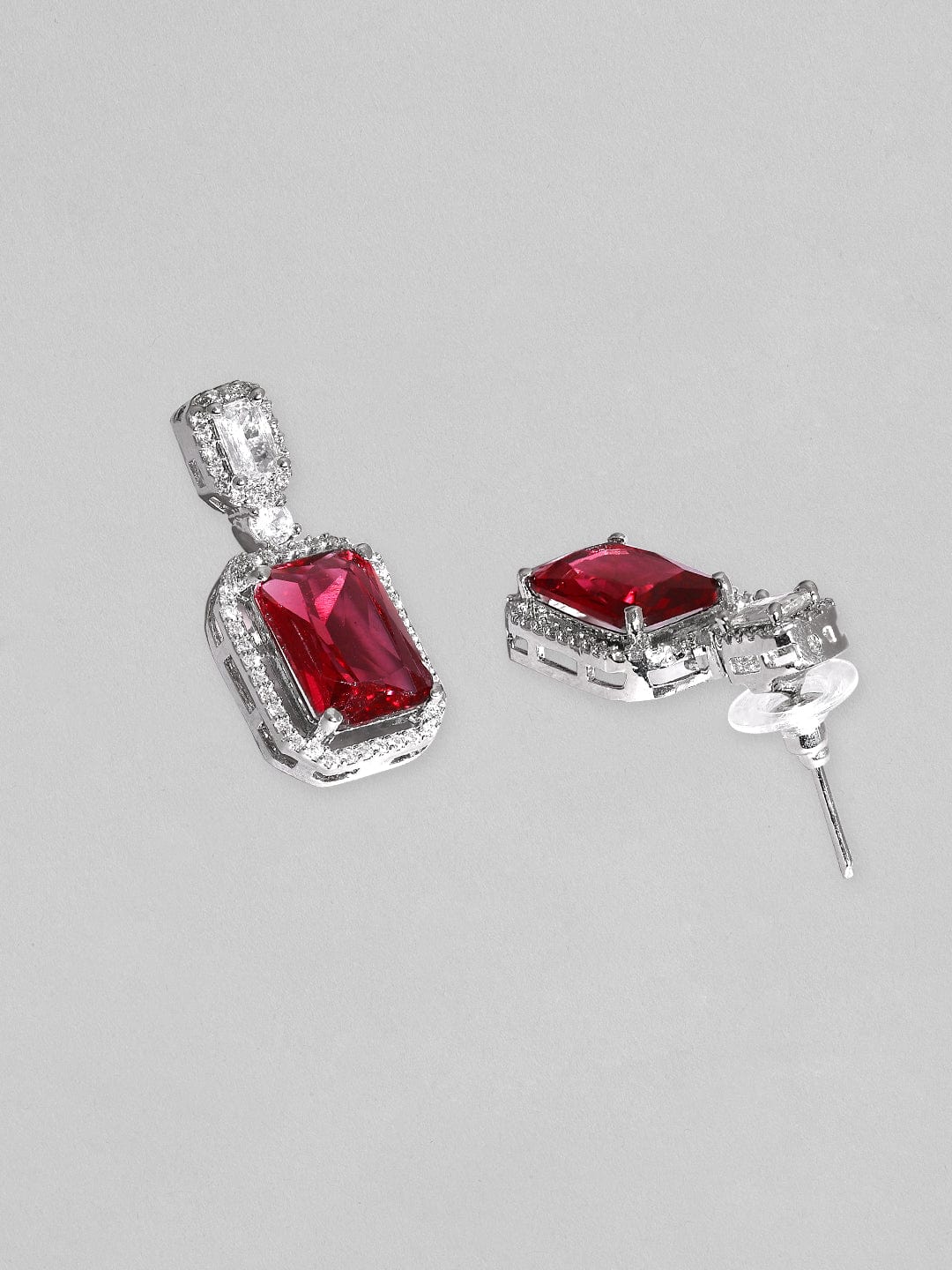 American Diamond Zirconia Ruby Red Necklace Set
