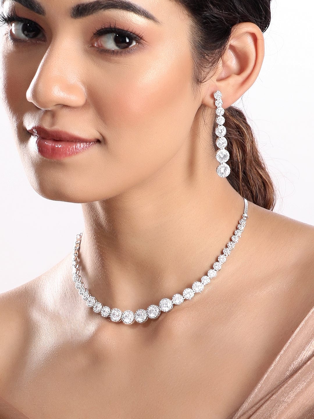 American Diamond Zirconia Necklace Set