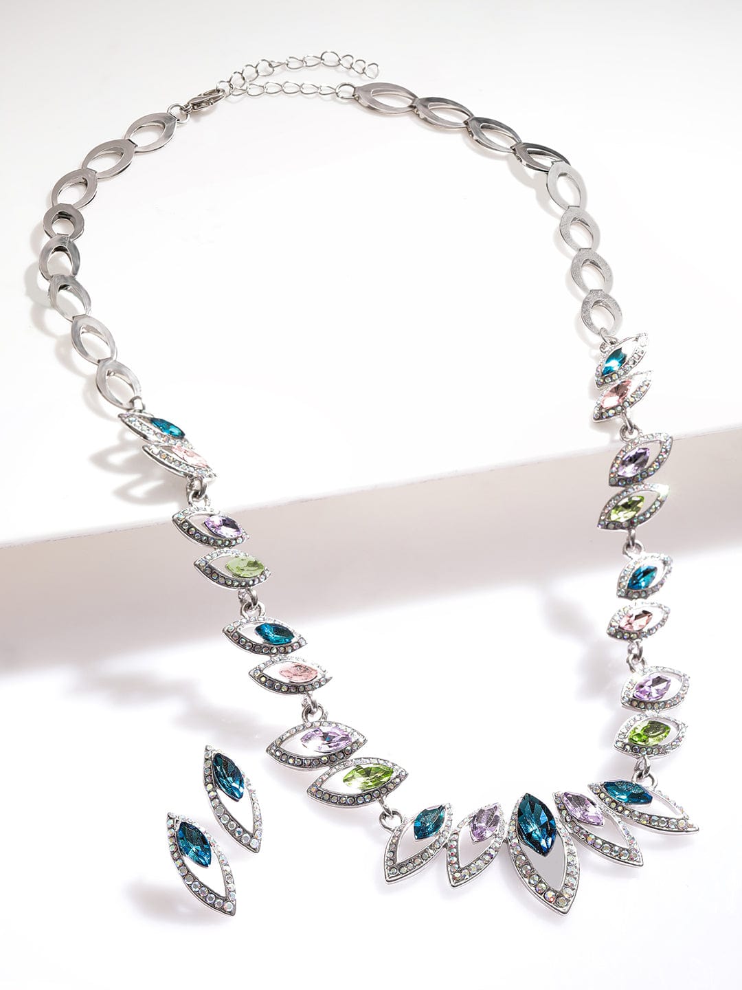 Multicolour Silver Toned Necklace Set