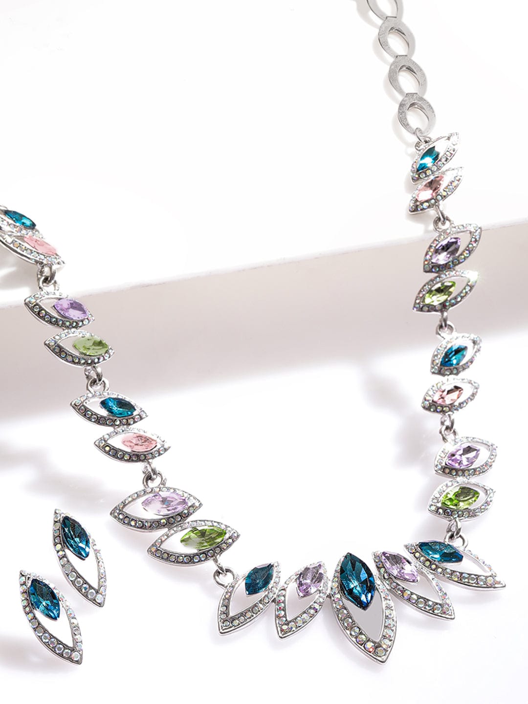 Multicolour Silver Toned Necklace Set