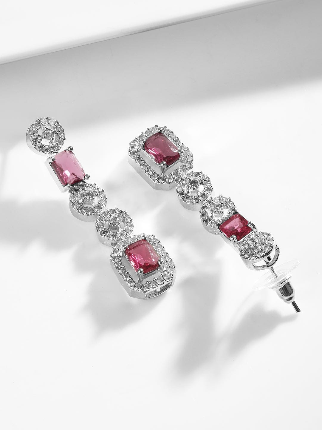 Studded American Diamond Zirconia Ruby Necklace Set