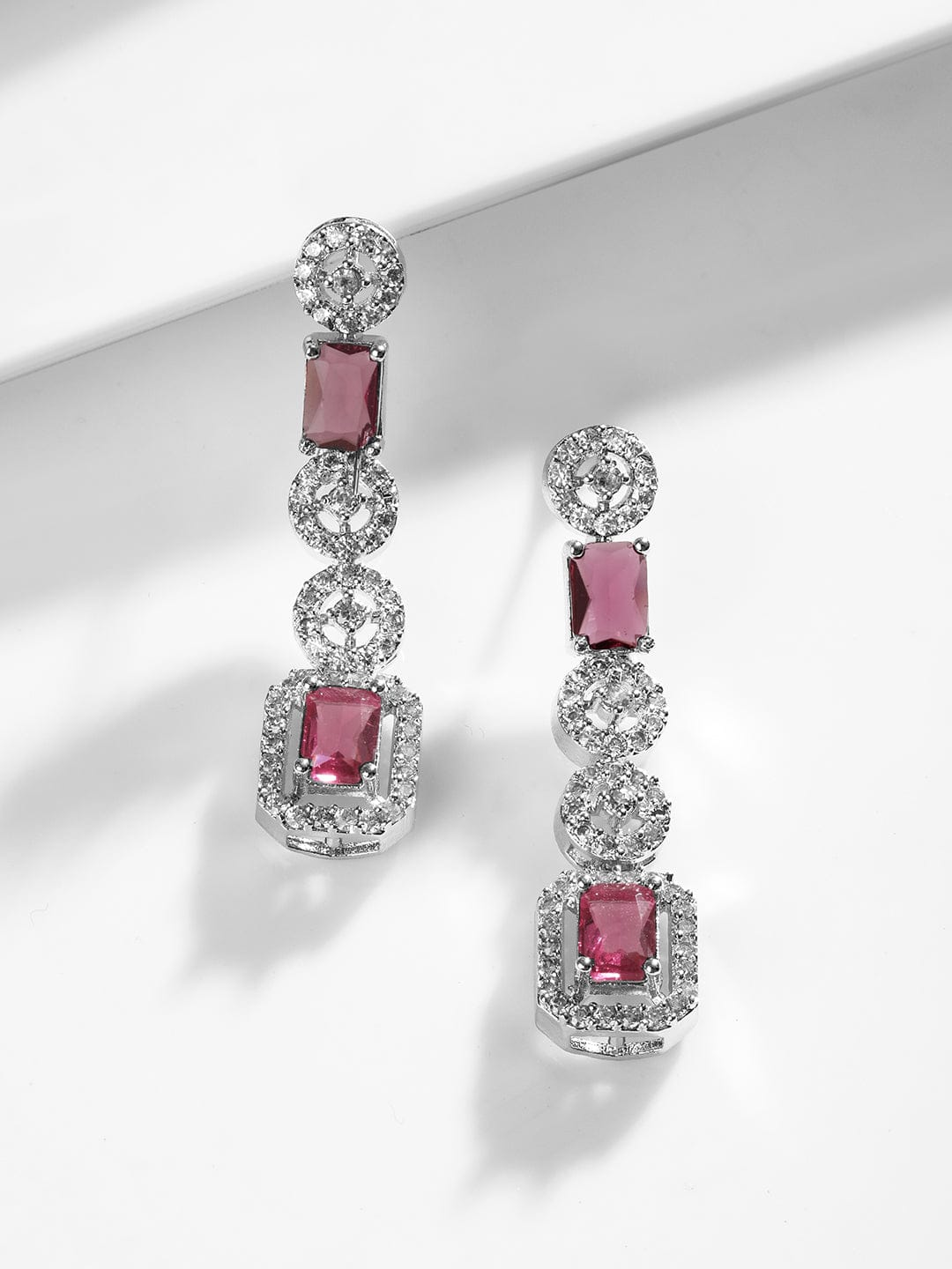 Studded American Diamond Zirconia Ruby Necklace Set