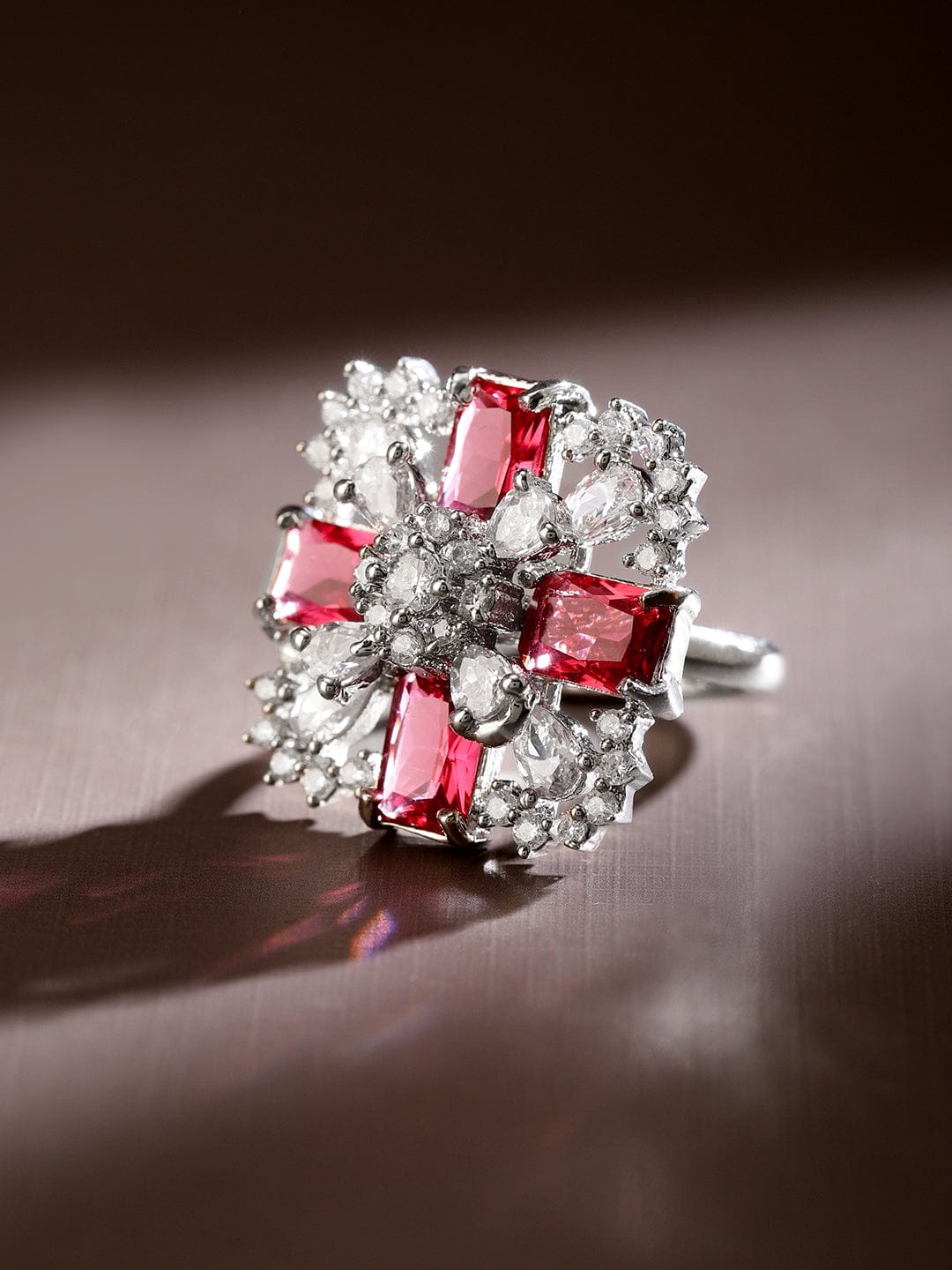 Pink American Diamond Zirconia Ring