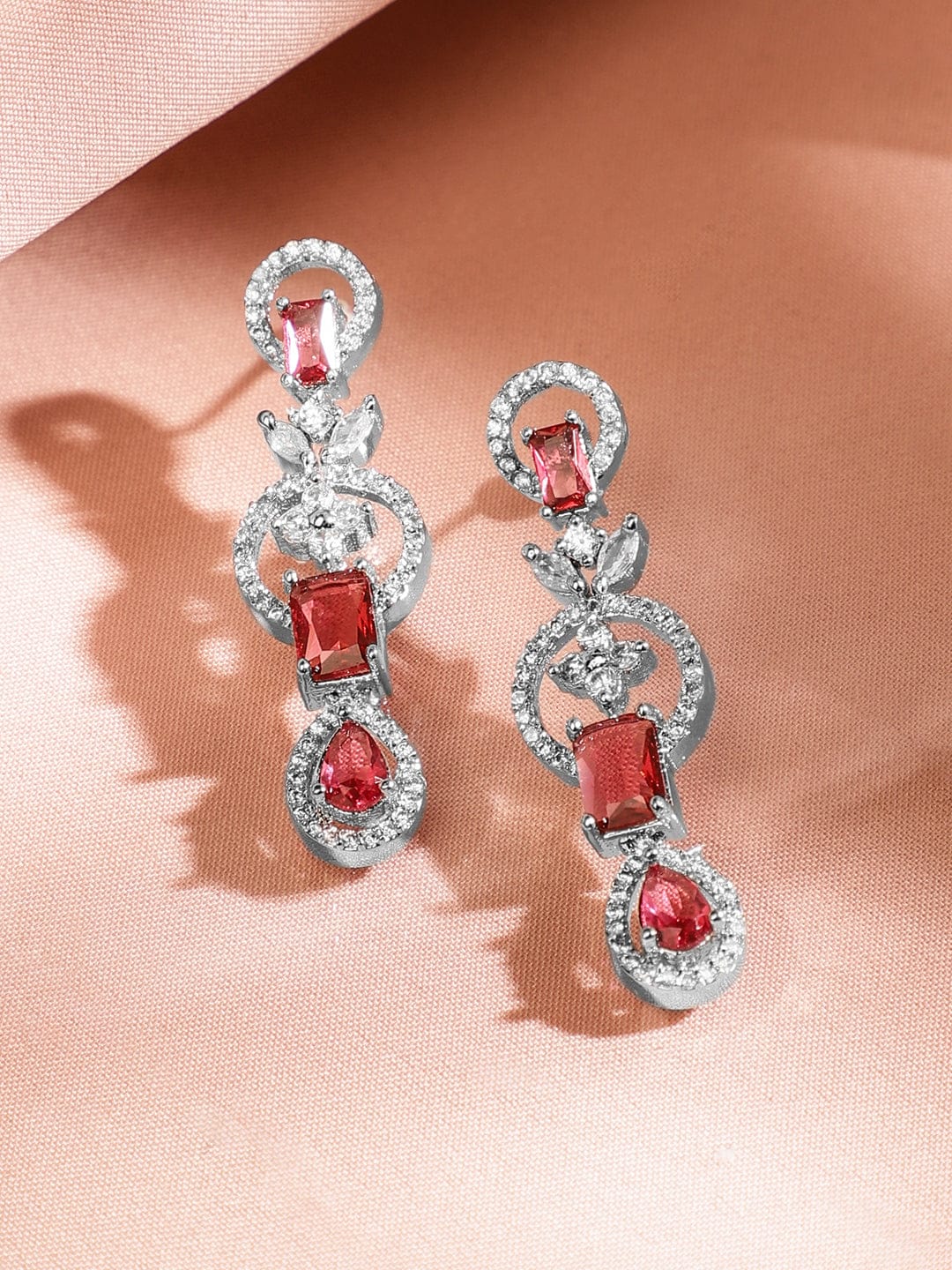 Red American Diamond Zirconia Necklace Set