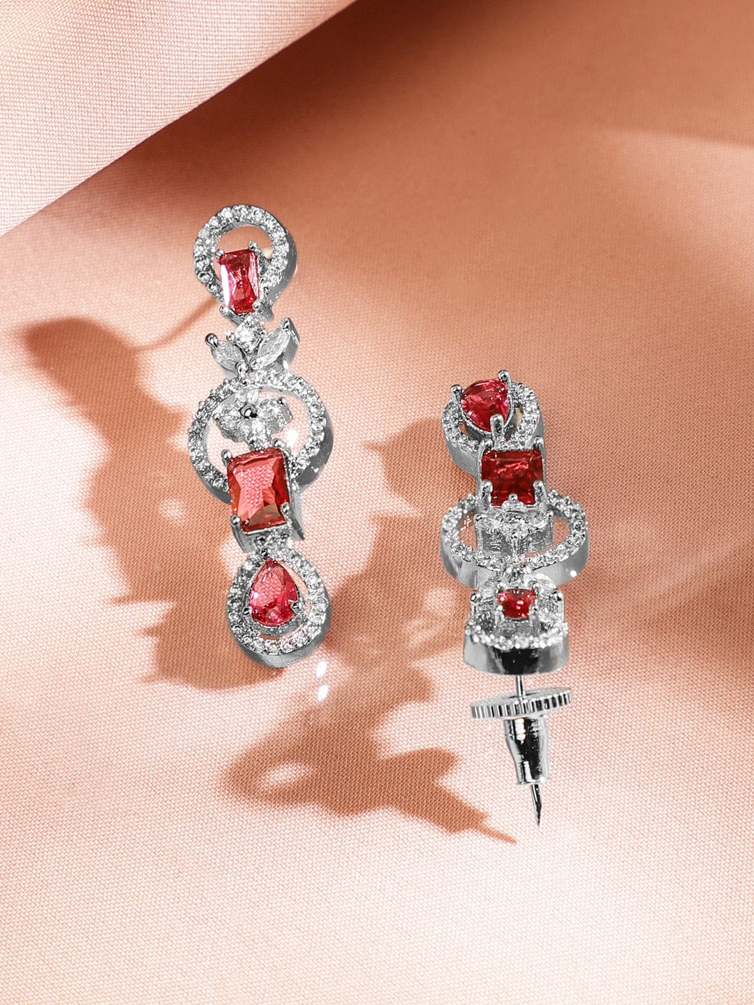 Red American Diamond Zirconia Necklace Set