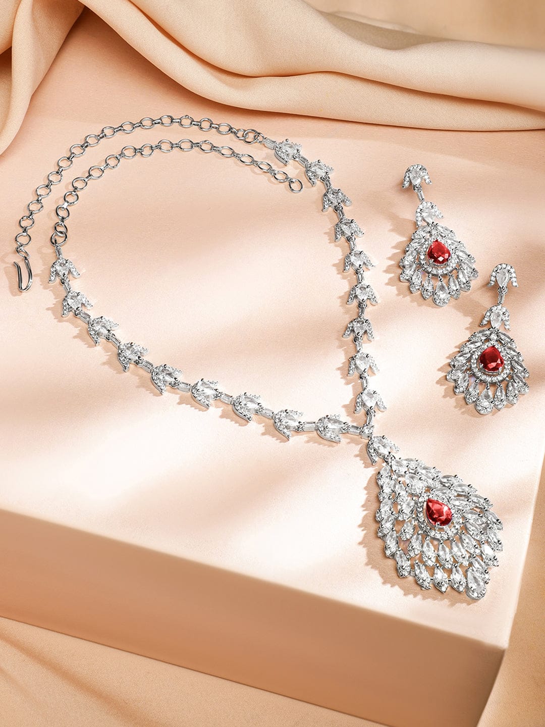 American Diamond Zirconia Drop Necklace Set