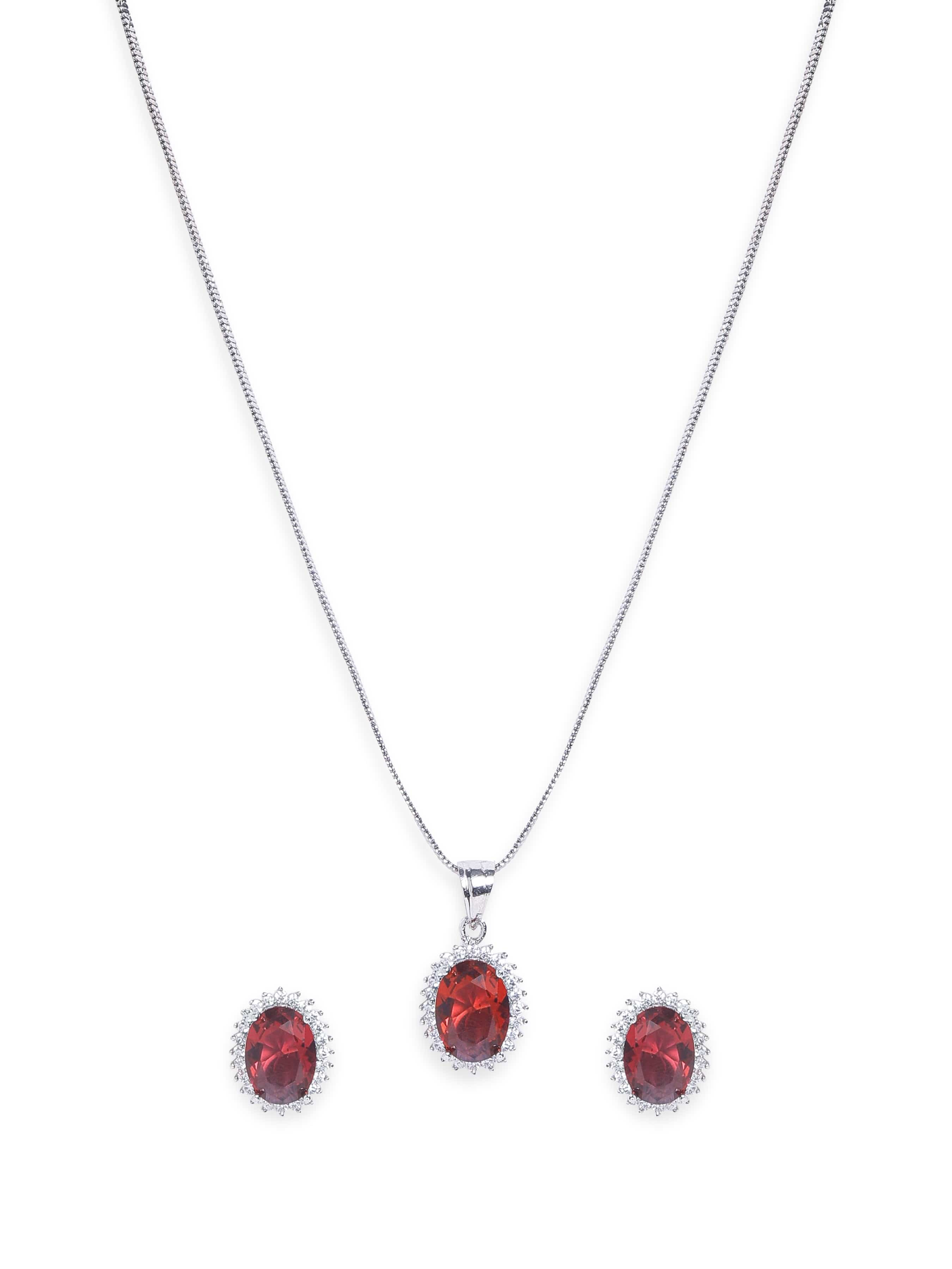 American Diamond Zirconia Emerald Green Necklace Set